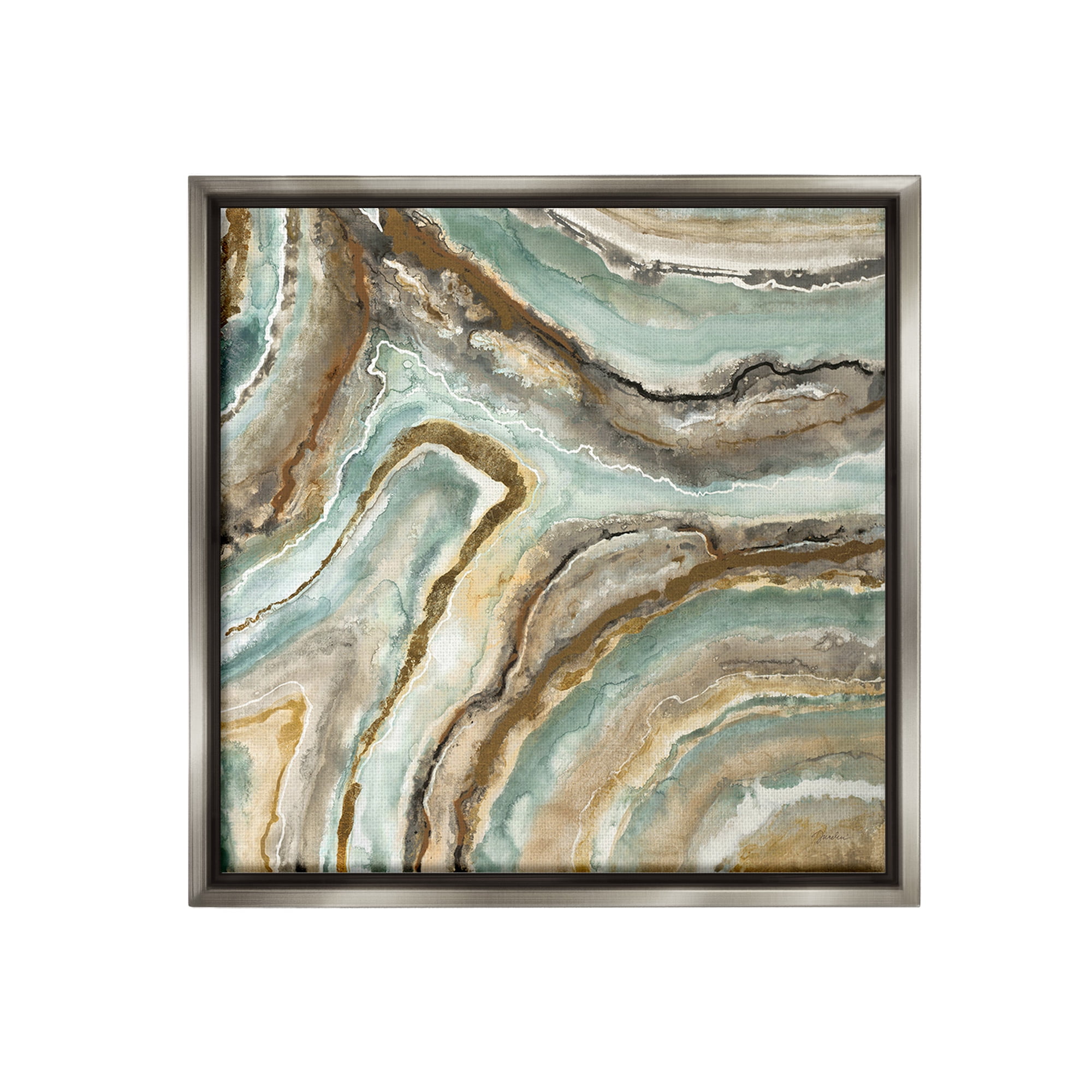 Stupell Industries Geode Mineral Pattern Abstract Painting Gray Floater Framed Canvas Art Print Wall Art, 18 x 18