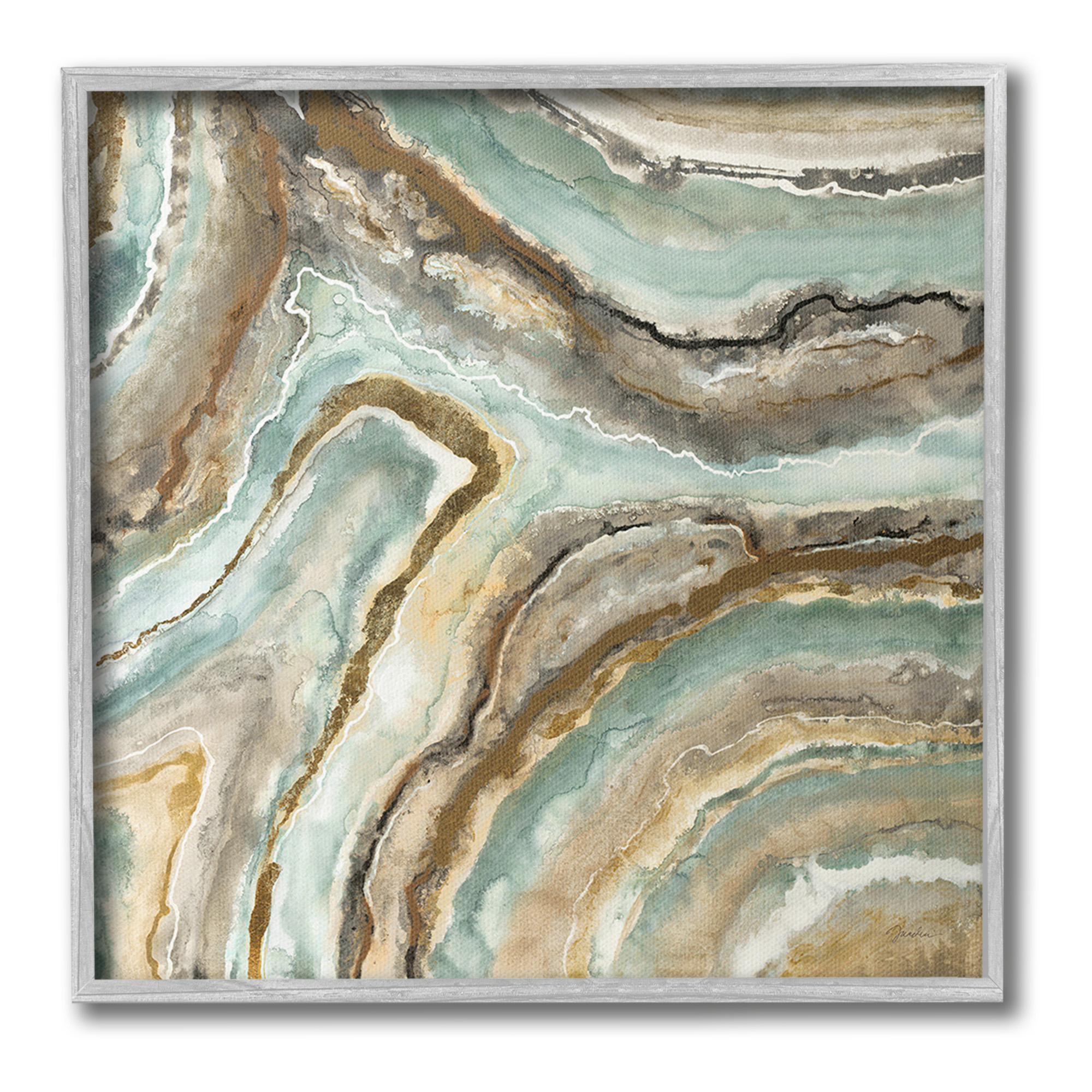 Stupell Industries Geode Mineral Pattern Abstract Painting Gray Framed Art Print Wall Art, 17 x 17