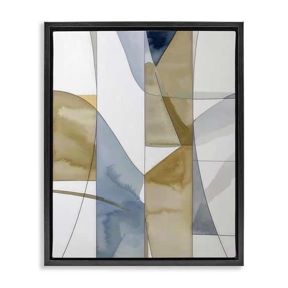 Stupell Industries Modern Geographic Abstract Sections Black Floating Frame Canvas Art, 17 x 21, by Alonza Saunders