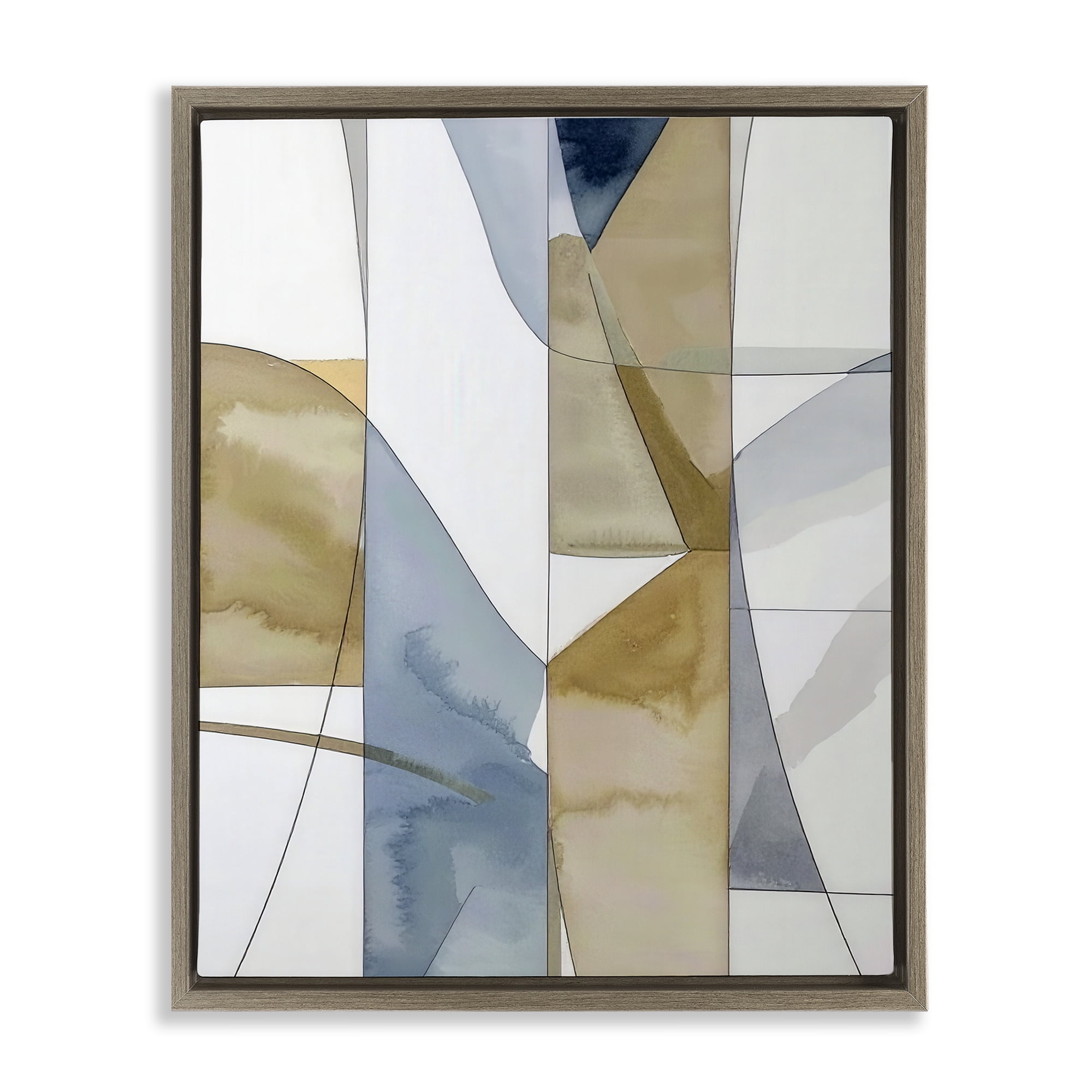 Stupell Industries Geographic Abstract Sections Brown Framed Floater Canvas Wall Art, design by Alonza Saunders