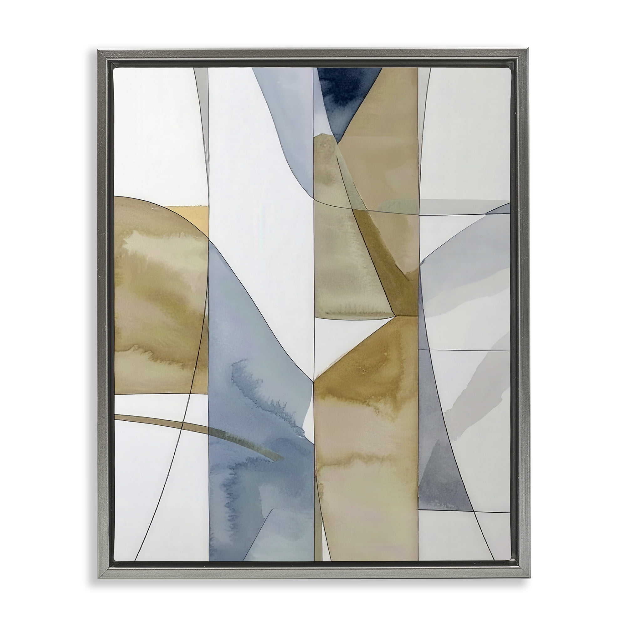 Stupell Industries Geographic Abstract Sections Gray Framed Floater Canvas Wall Art, design by Alonza Saunders