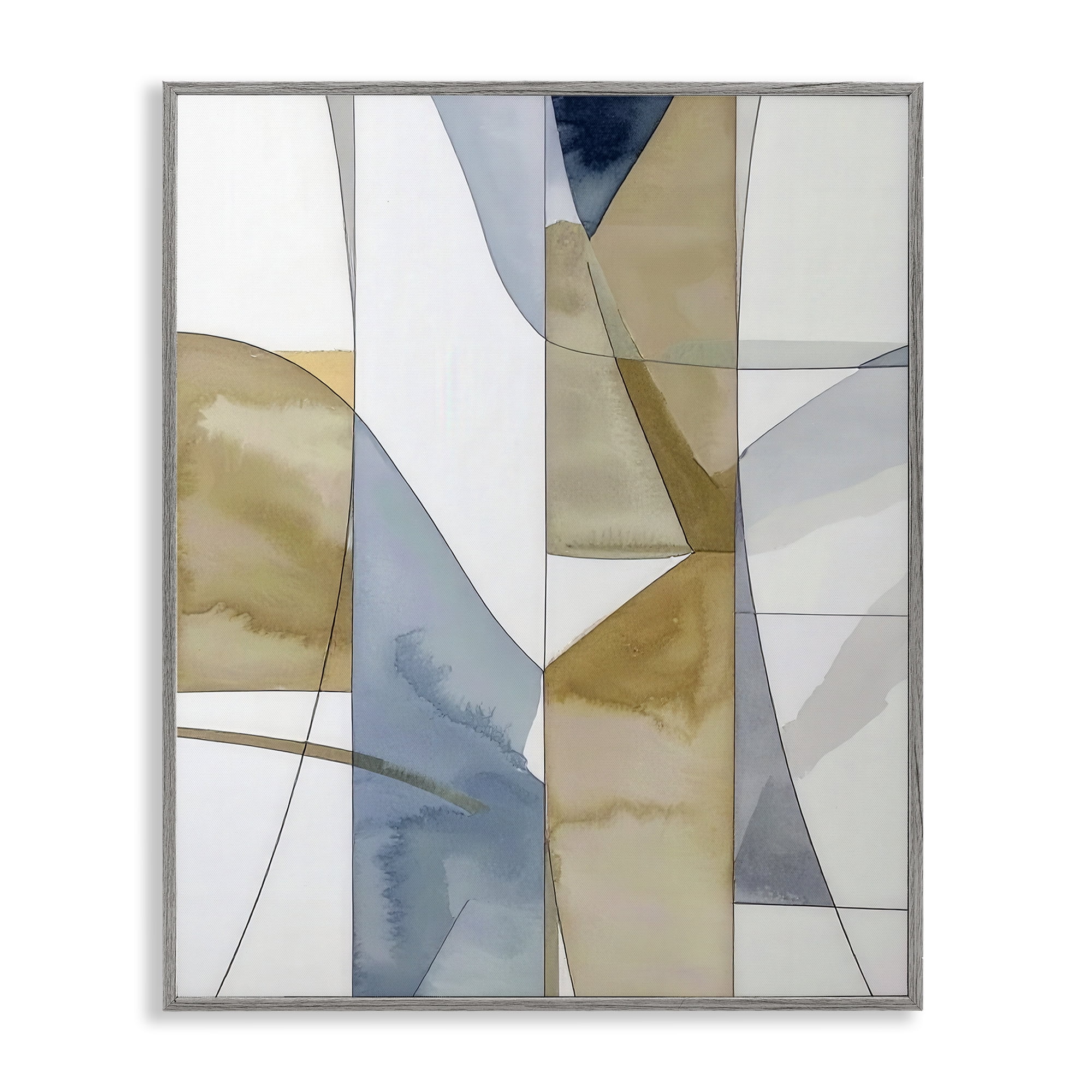 Stupell Industries Geographic Abstract Sections Gray Framed Giclee Art, design by Alonza Saunders
