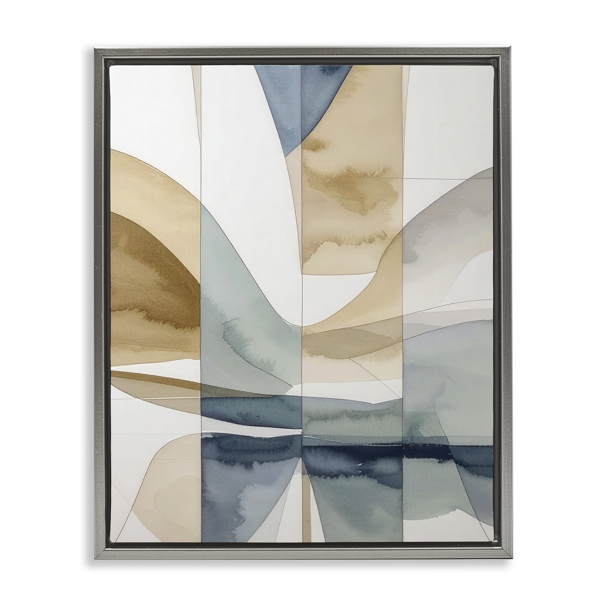 Stupell Industries Geographic Fluid Abstraction Gray Framed Floater Canvas Wall Art, design by Alonza Saunders