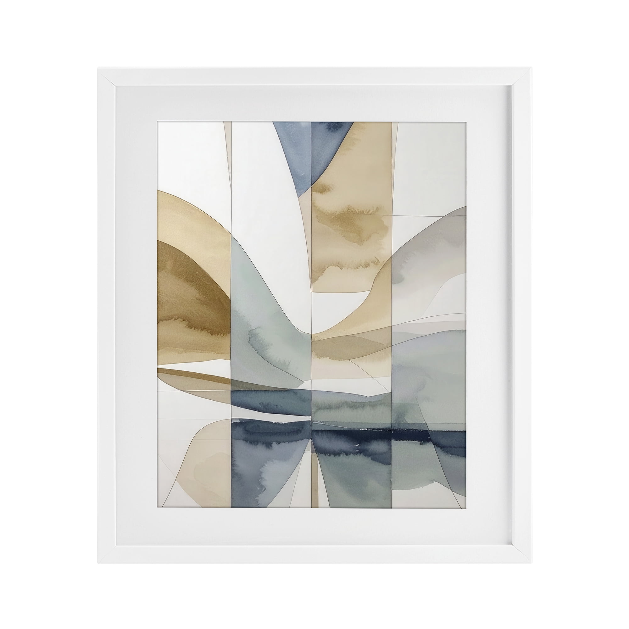 Stupell Industries Geographic Fluid Abstraction White Framed Print Under Glass, design by Alonza Saunders