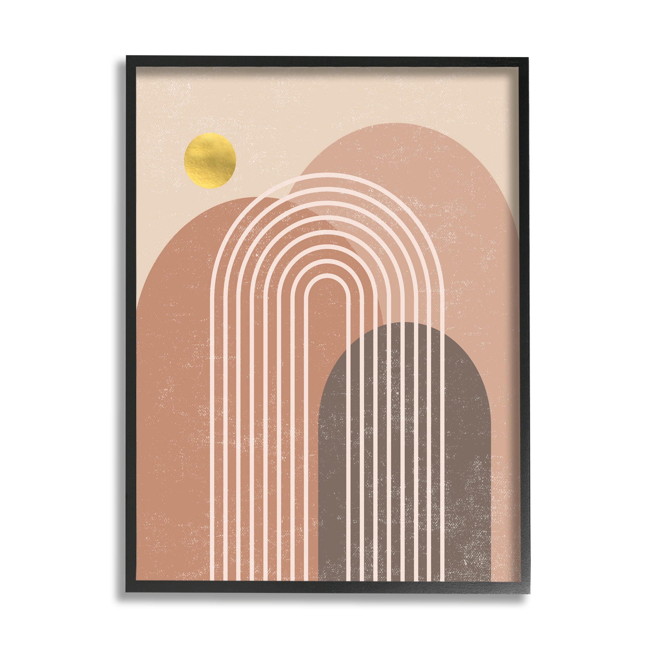 Stupell Industries Geometric Abstract Arch Shapes Graphic Art Black Framed Art Print Wall Art, Design by Caroline Alfreds