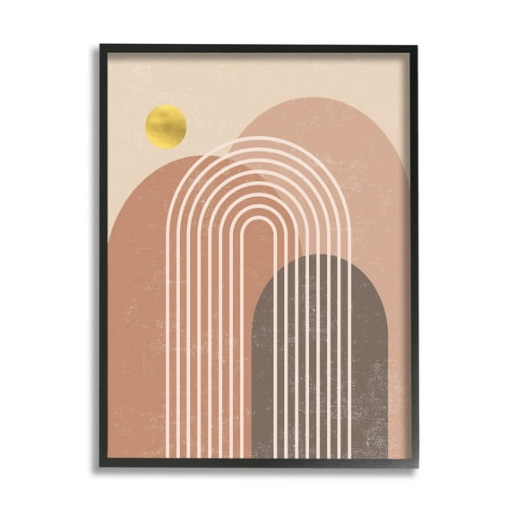 Stupell Industries Geometric Abstract Arch Shapes Graphic Art Black Framed Art Print Wall Art, Design by Caroline Alfreds