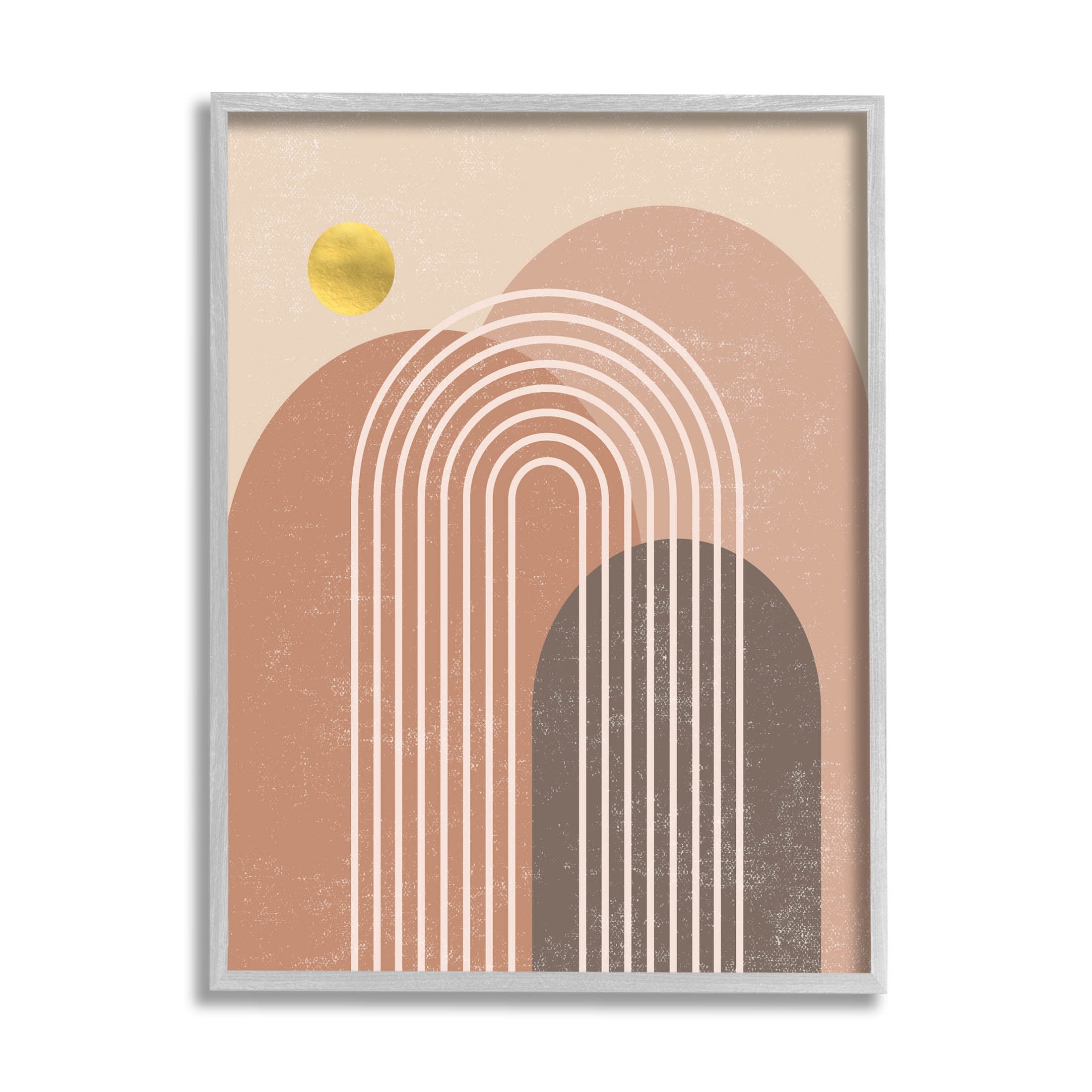 Stupell Industries Geometric Abstract Arch Shapes Graphic Art Gray Framed Art Print Wall Art, Design by Caroline Alfreds