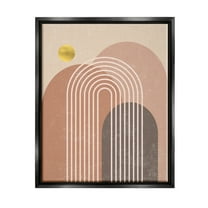 Stupell Industries Geometric Abstract Arch Shapes Graphic Art Jet Black Floating Framed Canvas Print Wall Art, Design by Caroline Alfreds