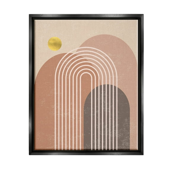 Stupell Industries Geometric Abstract Arch Shapes Graphic Art Jet Black Floating Framed Canvas Print Wall Art, Design by Caroline Alfreds