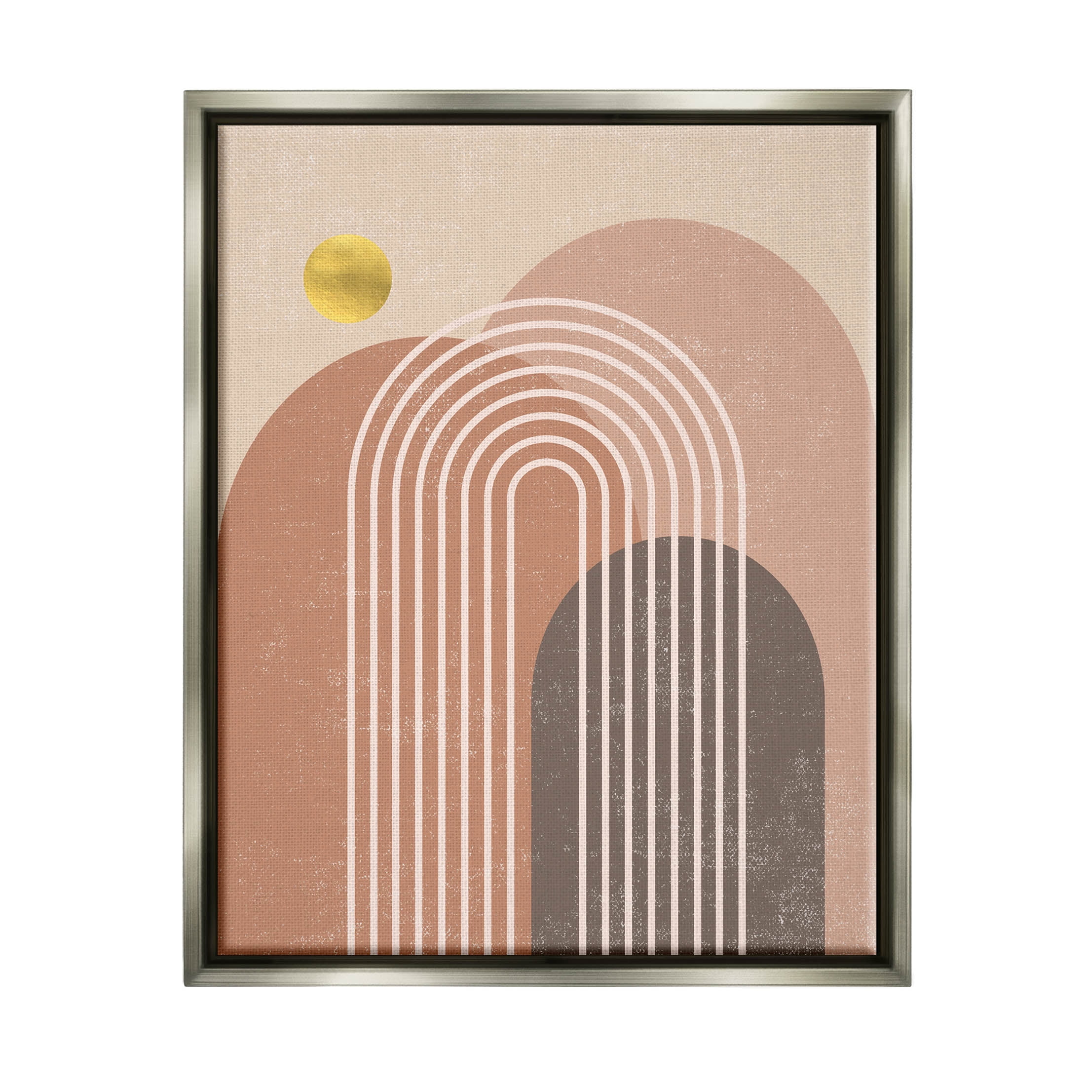 Stupell Industries Geometric Abstract Arch Shapes Graphic Art Luster Gray Floating Framed Canvas Print Wall Art, Design by Caroline Alfreds