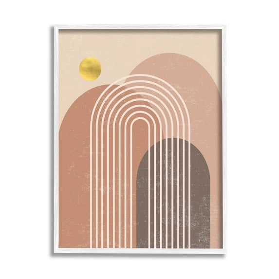 Stupell Industries Geometric Abstract Arch Shapes Graphic Art White Framed Art Print Wall Art, Design by Caroline Alfreds