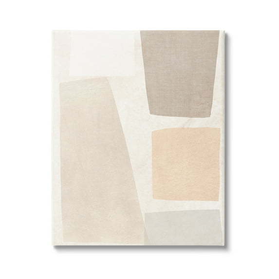 Stupell Industries Geometric Abstract Collage Blocked Neutral Brown Shapes Canvas Wall Art, 16 x 20, Design by June Erica Vess