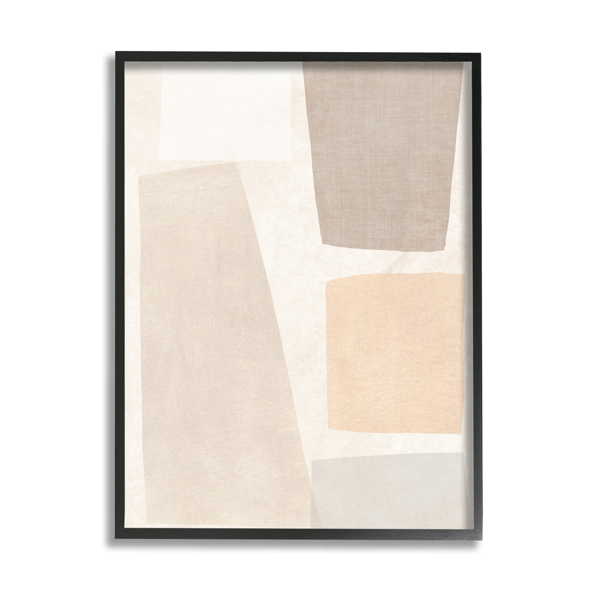 Stupell Industries Geometric Abstract Collage Blocked Neutral Brown Shapes Framed Wall Art, 11 x 14, Design by June Erica Vess