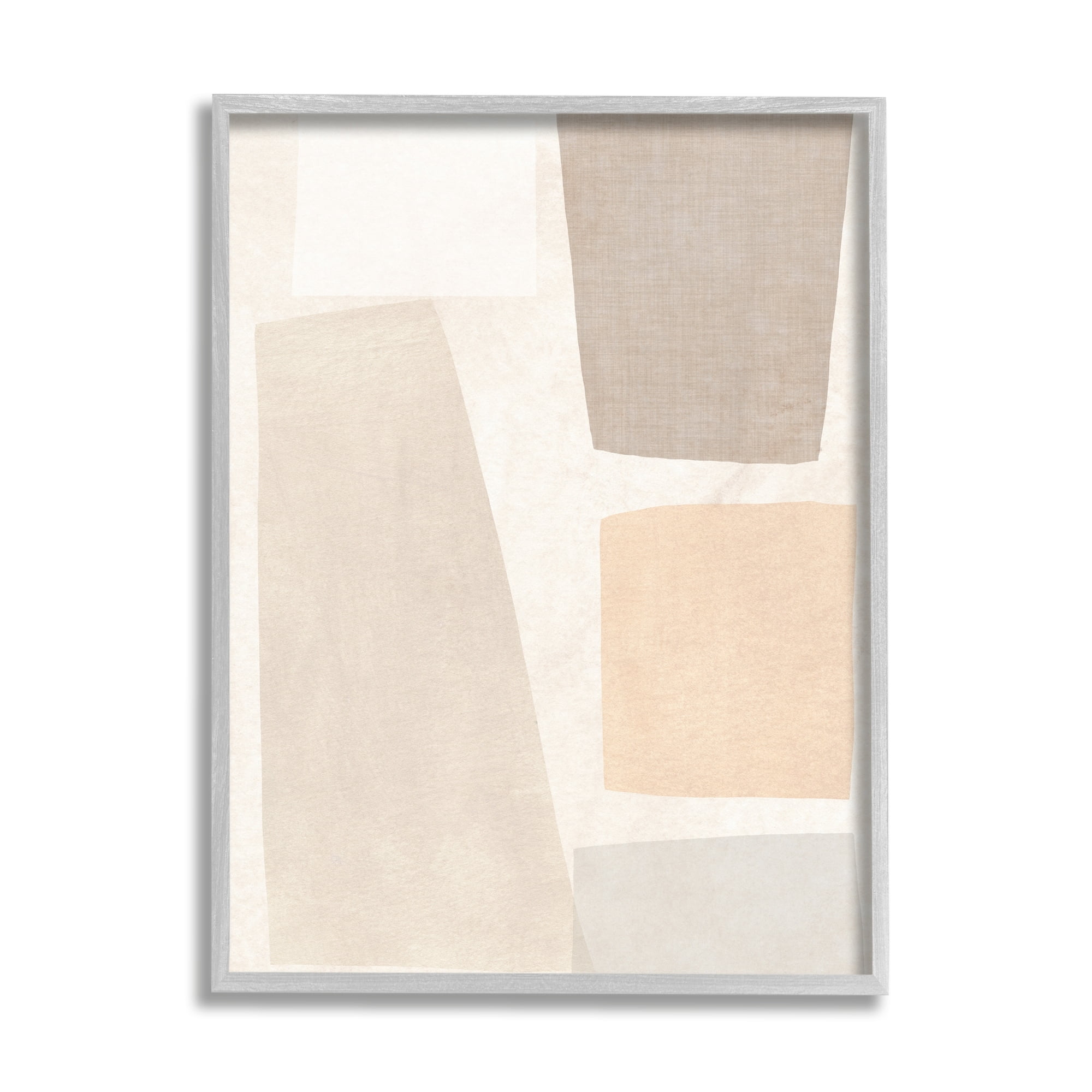 Stupell Industries Geometric Abstract Collage Blocked Neutral Brown Shapes Framed Wall Art, 11 x 14, Design by June Erica Vess