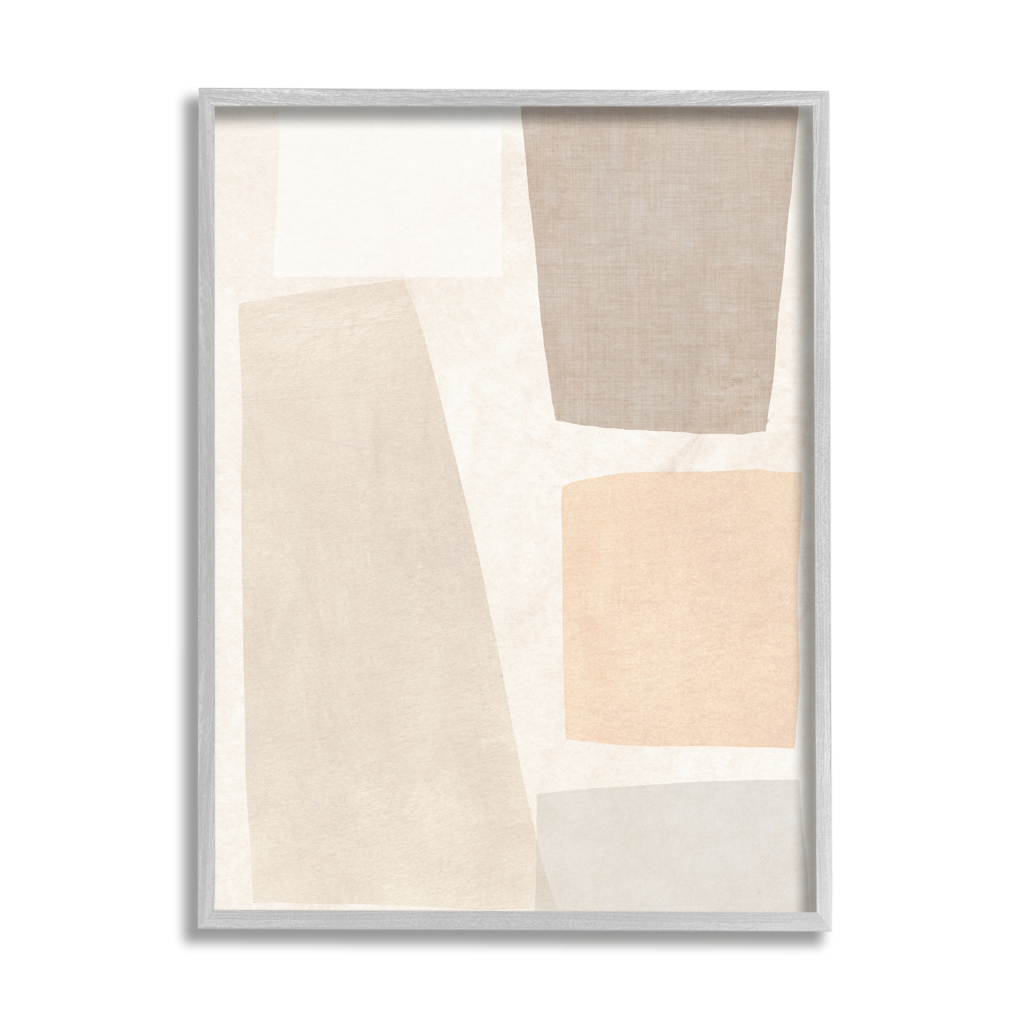 Stupell Industries Geometric Abstract Collage Blocked Neutral Brown Shapes Framed Wall Art, 16 x 20, Design by June Erica Vess