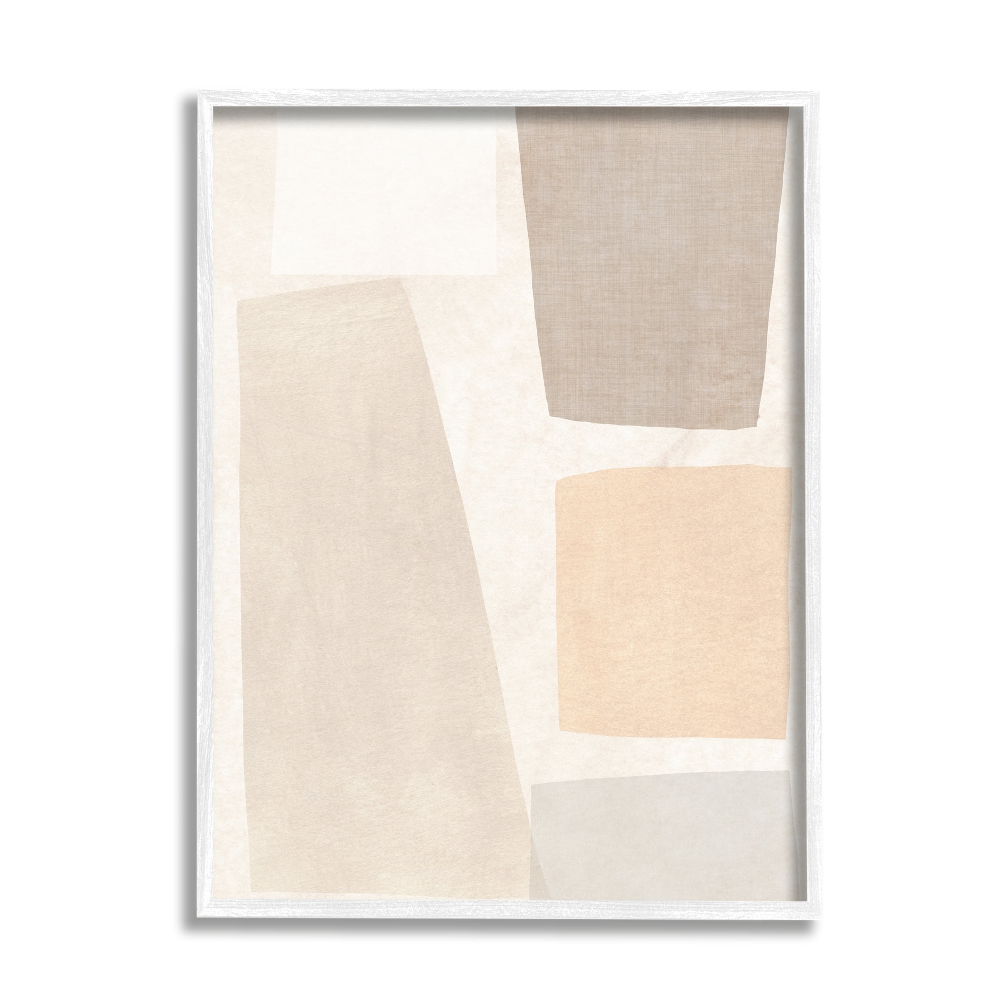 Stupell Industries Geometric Abstract Collage Blocked Neutral Brown Shapes Framed Wall Art, 24 x 30, Design by June Erica Vess