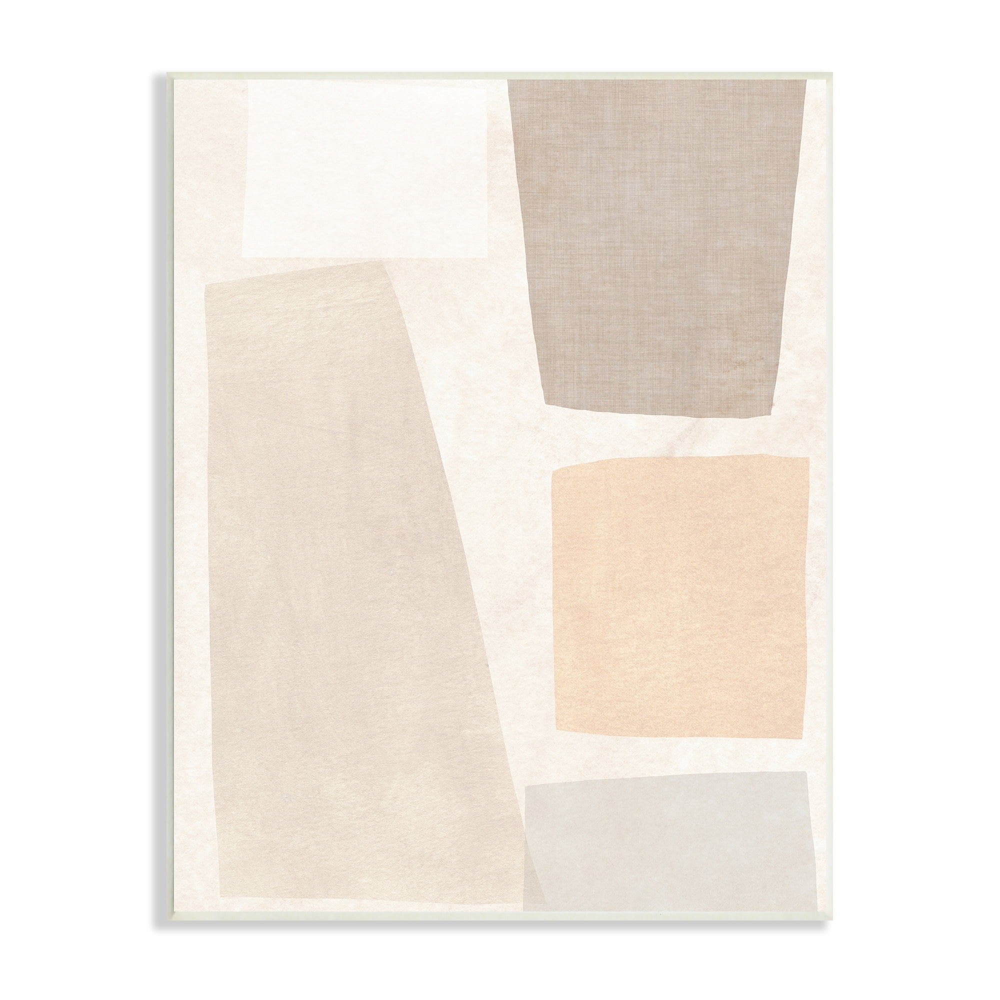 Stupell Industries Geometric Abstract Collage Blocked Neutral Brown Shapes Wood Wall Art, 13 x 19, Design by June Erica Vess