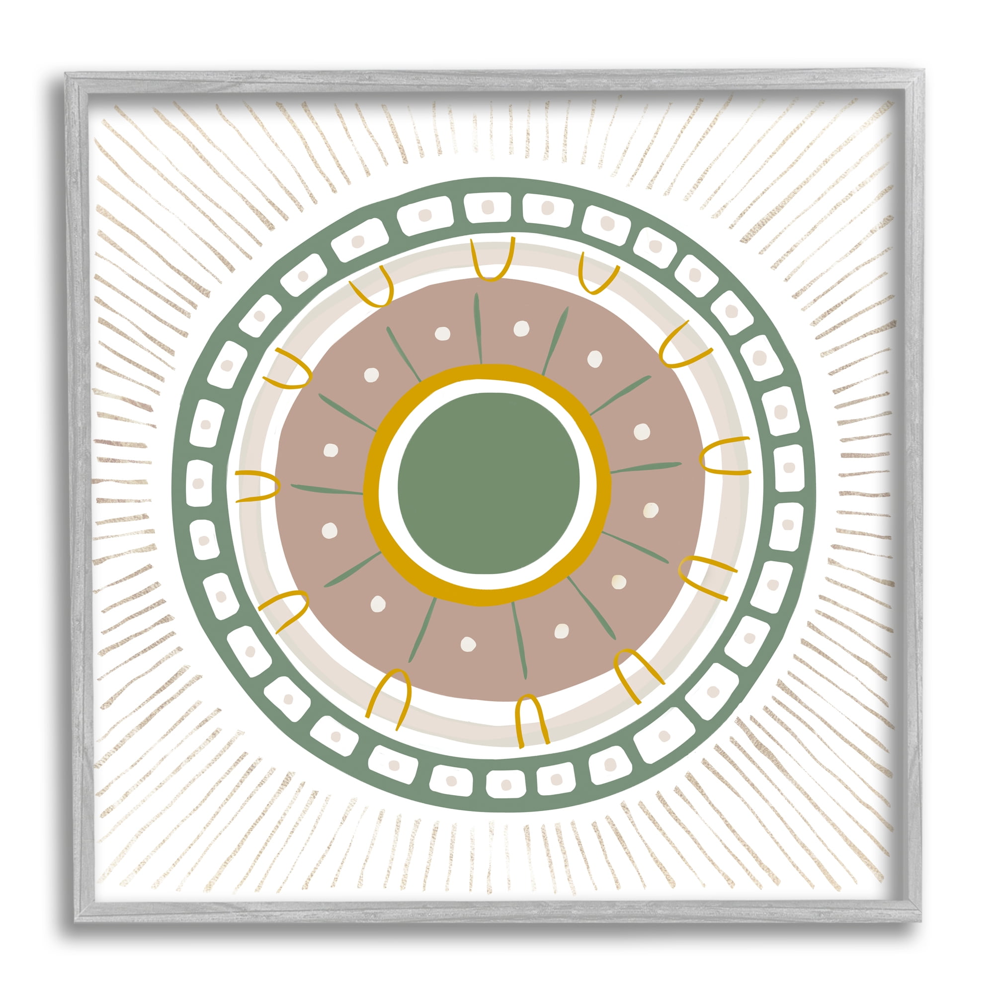 Stupell Industries Geometric Abstract Eye Fractal Abstract Painting Gray Framed Art Print Wall Art