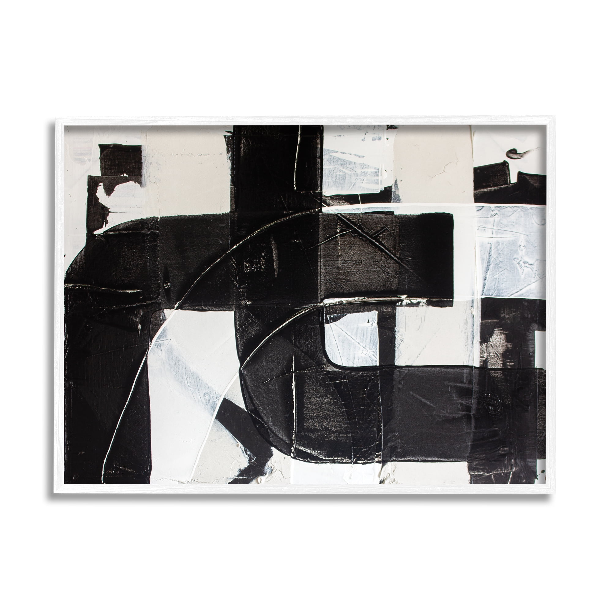 Black and White Abstract Canvas Print with White Frame, 11 x 14