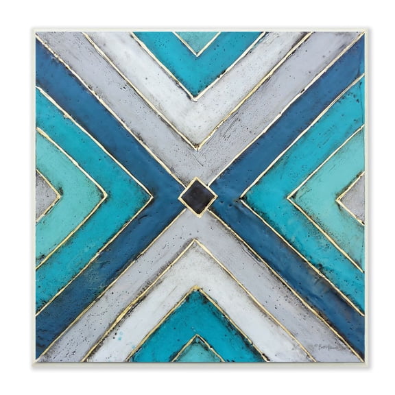 Stupell Industries Geometric Blue Grey Tile Symmetrical Patterned Design Photography Unframed Art Print Wall Art, 12x12, by Britt Hallowell