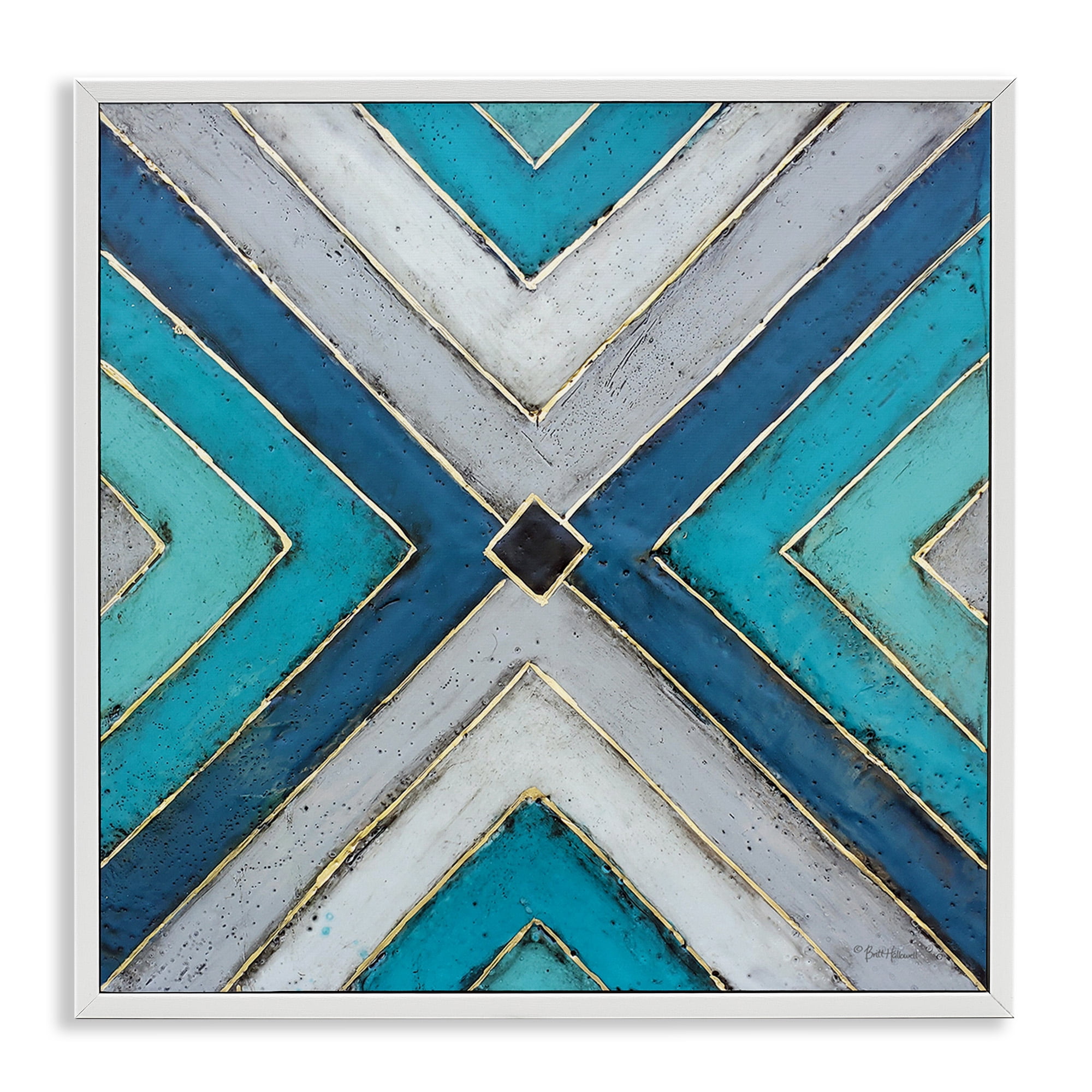 Stupell Industries Geometric Blue Symmetrical Design Abstract Photography White Framed Art Print Wall Art, 12 x 12