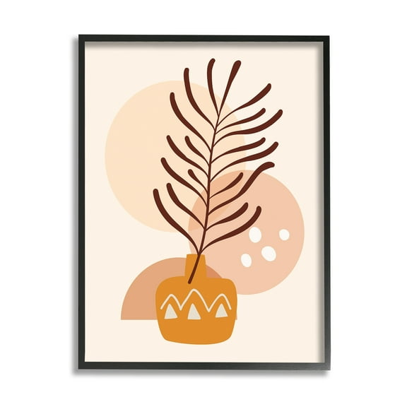 Stupell Industries Geometric Boho Botanical Botanical & Floral Painting Black Framed Art Print Wall Art, 11 x 14