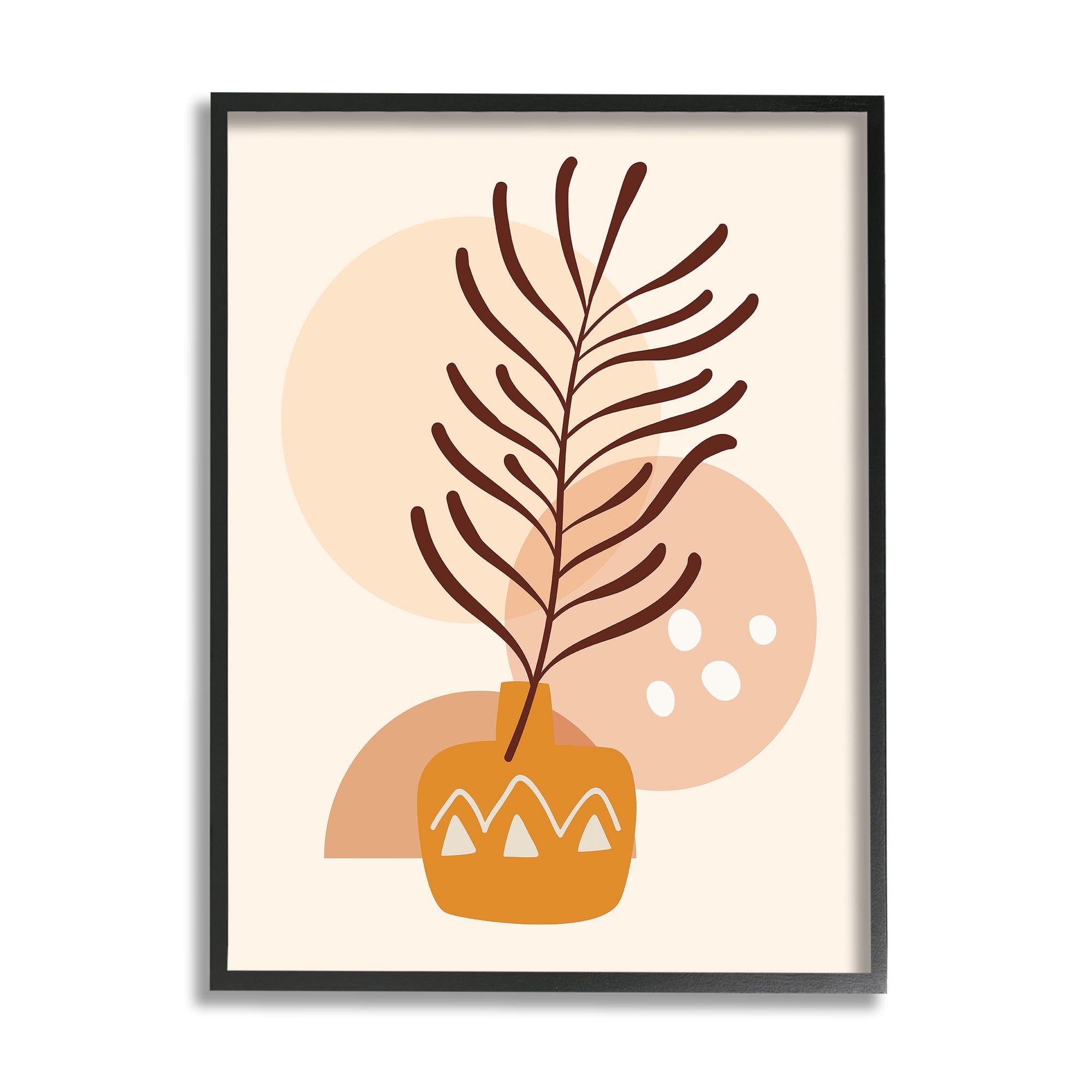 Stupell Industries Geometric Boho Botanical Botanical & Floral Painting Black Framed Art Print Wall Art, 24 x 30