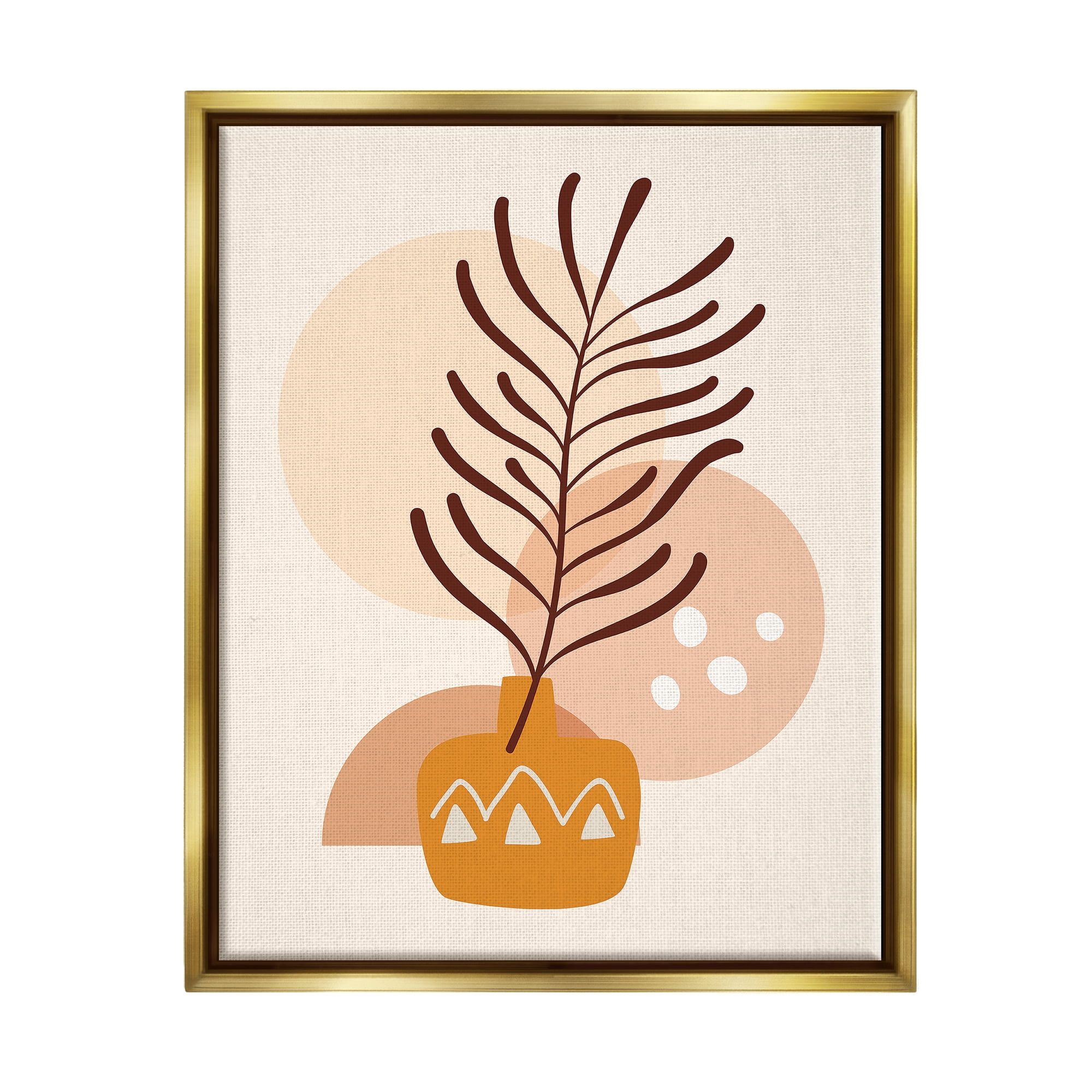 Stupell Industries Geometric Boho Botanical Botanical & Floral Painting Gold Floater Framed Canvas Art Print Wall Art, 25 x 31