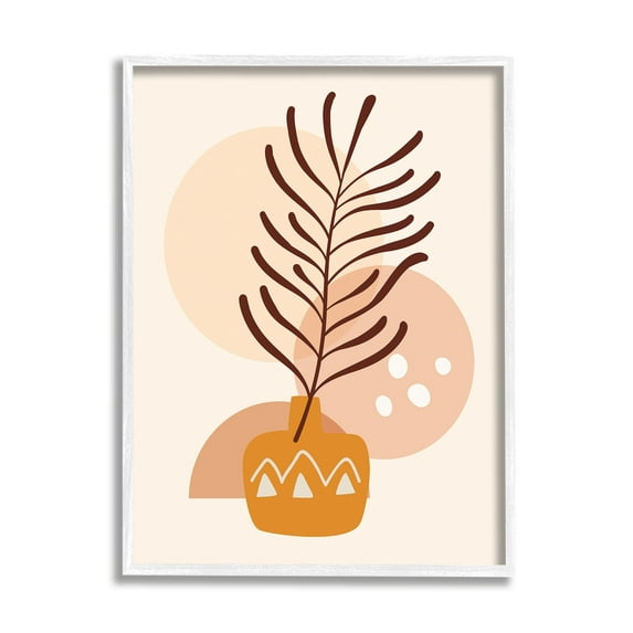 Stupell Industries Geometric Boho Botanical Botanical & Floral Painting White Framed Art Print Wall Art, 16 x 20