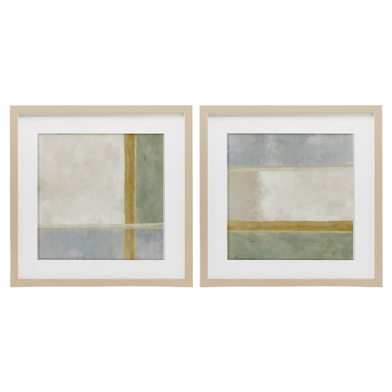 Stupell Industries Geometric Boxes in Earth Tones 2 Piece Birch Framed Print Under Glass Set design by J:L Design, 16 x 16