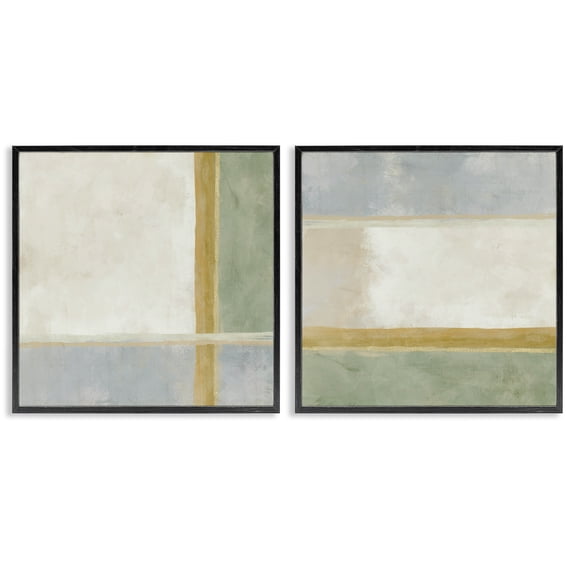 Stupell Industries Geometric Boxes in Earth Tones 2 Piece Black Framed Giclee Art Set design by J:L Design, 12 x 12
