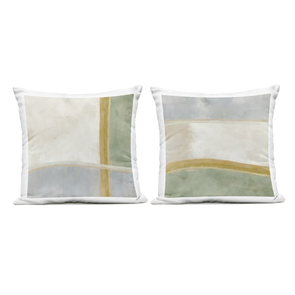 Stupell Industries Geometric Boxes in Earth Tones 2 Piece Outdoor Printed Pillow Set design by J:L Design, 18 x 7 x 18