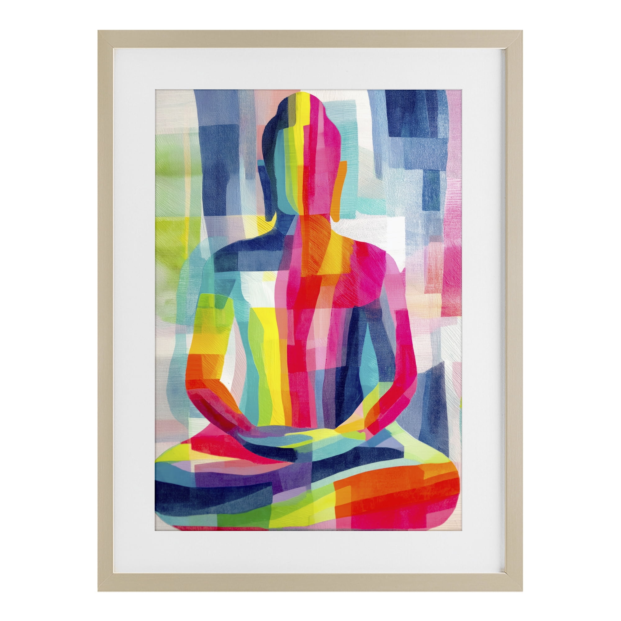 Stupell Industries Geometric Buddha In Spectrum Birch Framed Print Under Glass, design by Chromatic Storm Studio