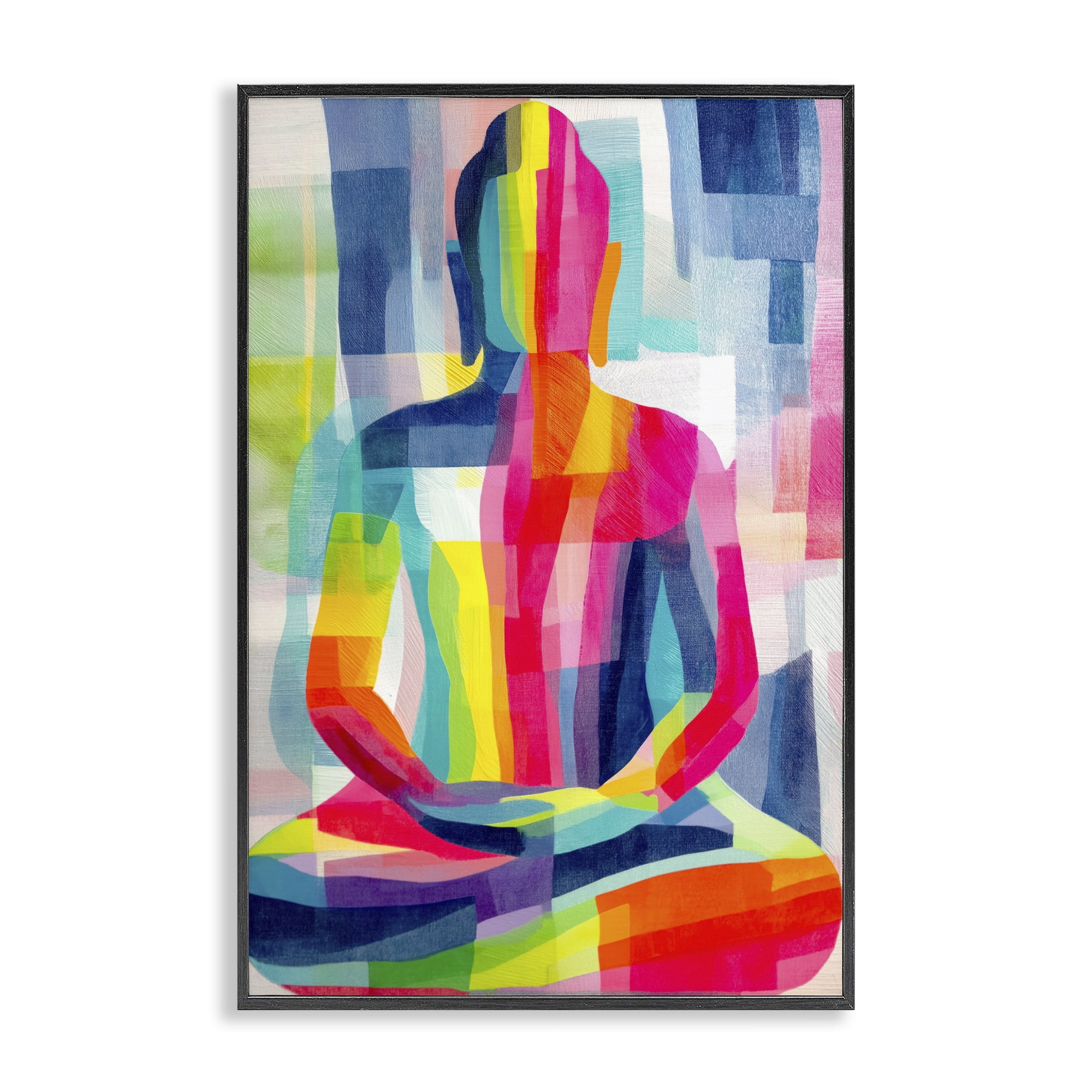 Stupell Industries Geometric Buddha In Spectrum Black Framed Giclee Art, design by Chromatic Storm Studio