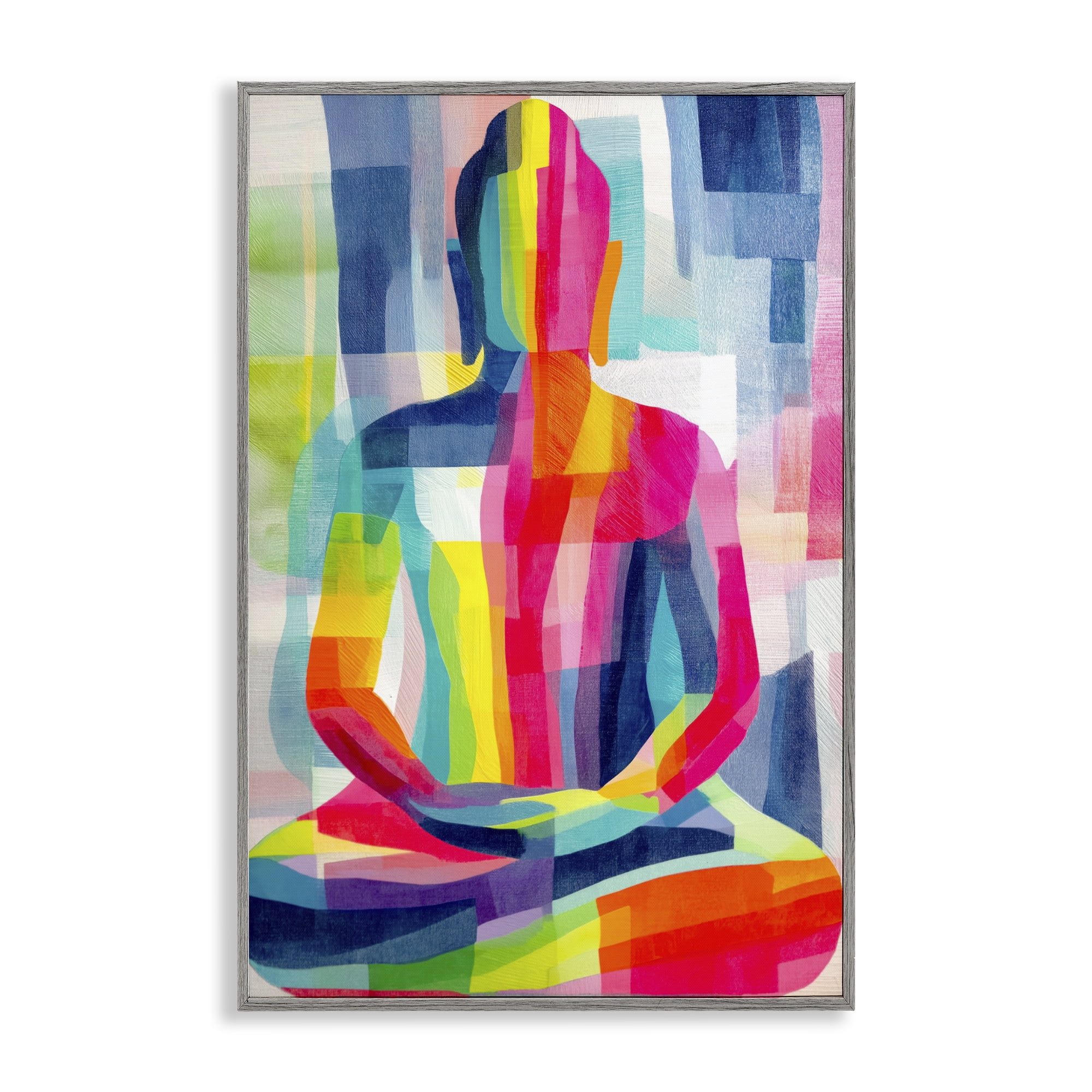 Stupell Industries Geometric Buddha In Spectrum Gray Framed Giclee Art, design by Chromatic Storm Studio