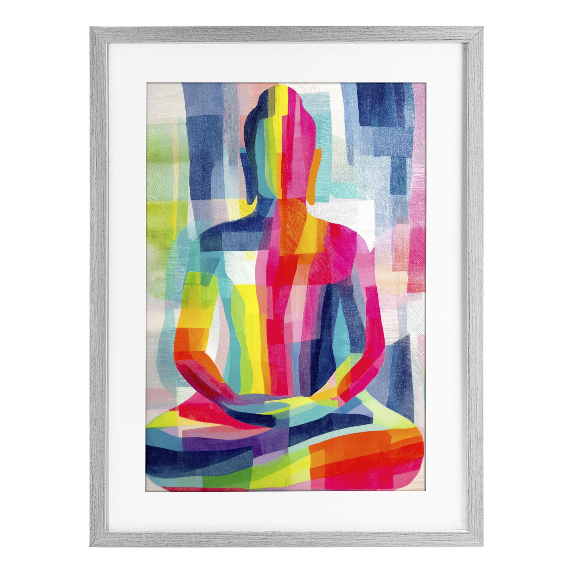 Stupell Industries Geometric Buddha In Spectrum Gray Framed Print Under Glass, design by Chromatic Storm Studio