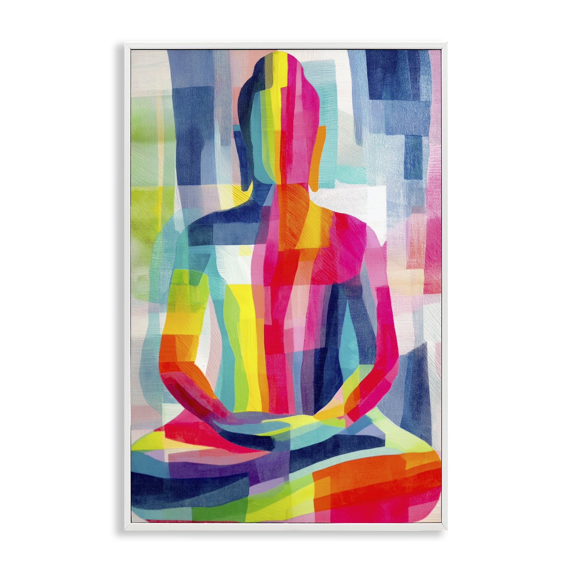 Stupell Industries Geometric Buddha In Spectrum White Framed Giclee Art, design by Chromatic Storm Studio