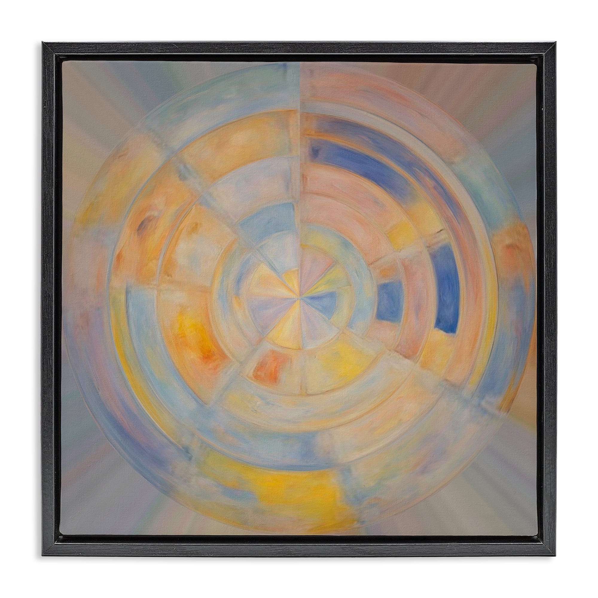 Stupell Industries Geometric Circle Out Abstract Painting Black Floater Framed Canvas Art Print Wall Art, 18 x 18