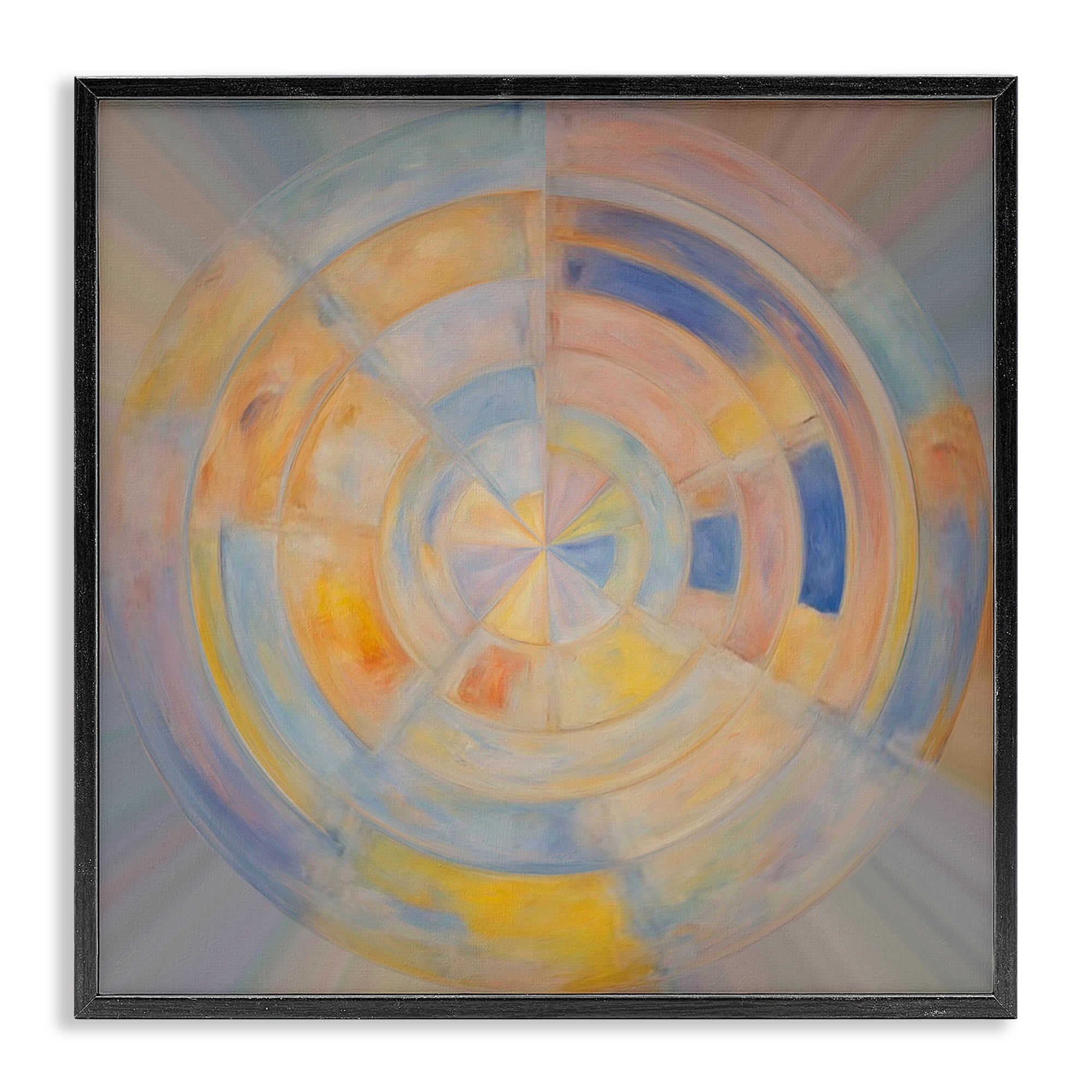 Stupell Industries Geometric Circle Out Abstract Painting Black Framed Art Print Wall Art, 12 x 12
