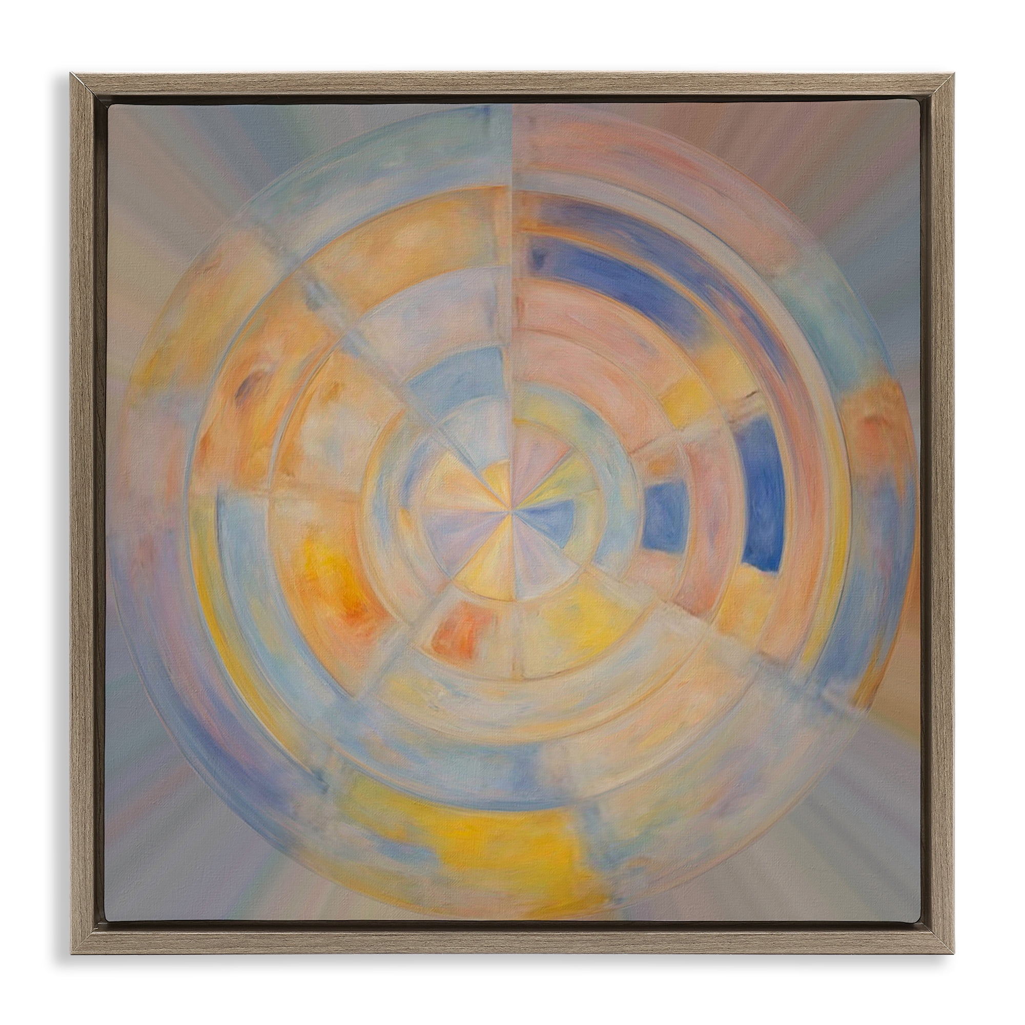 Stupell Industries Geometric Circle Out Abstract Painting Brown Floater Framed Canvas Art Print Wall Art, 25 x 25
