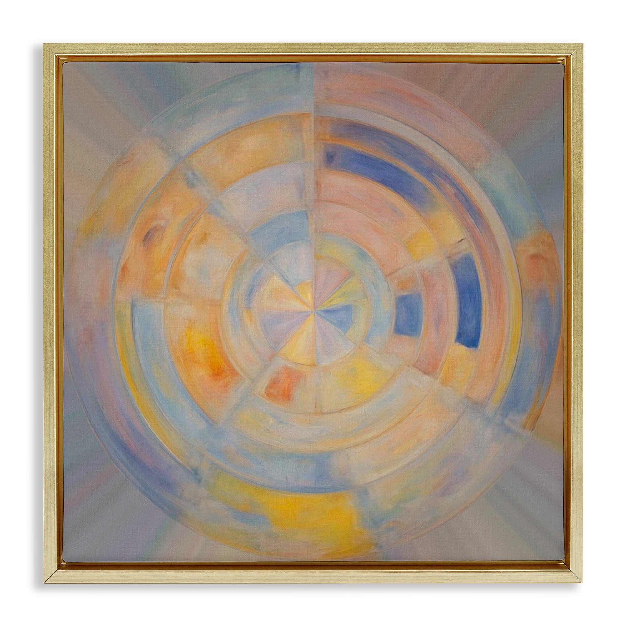 Stupell Industries Geometric Circle Out Abstract Painting Gold Floater Framed Canvas Art Print Wall Art, 25 x 25