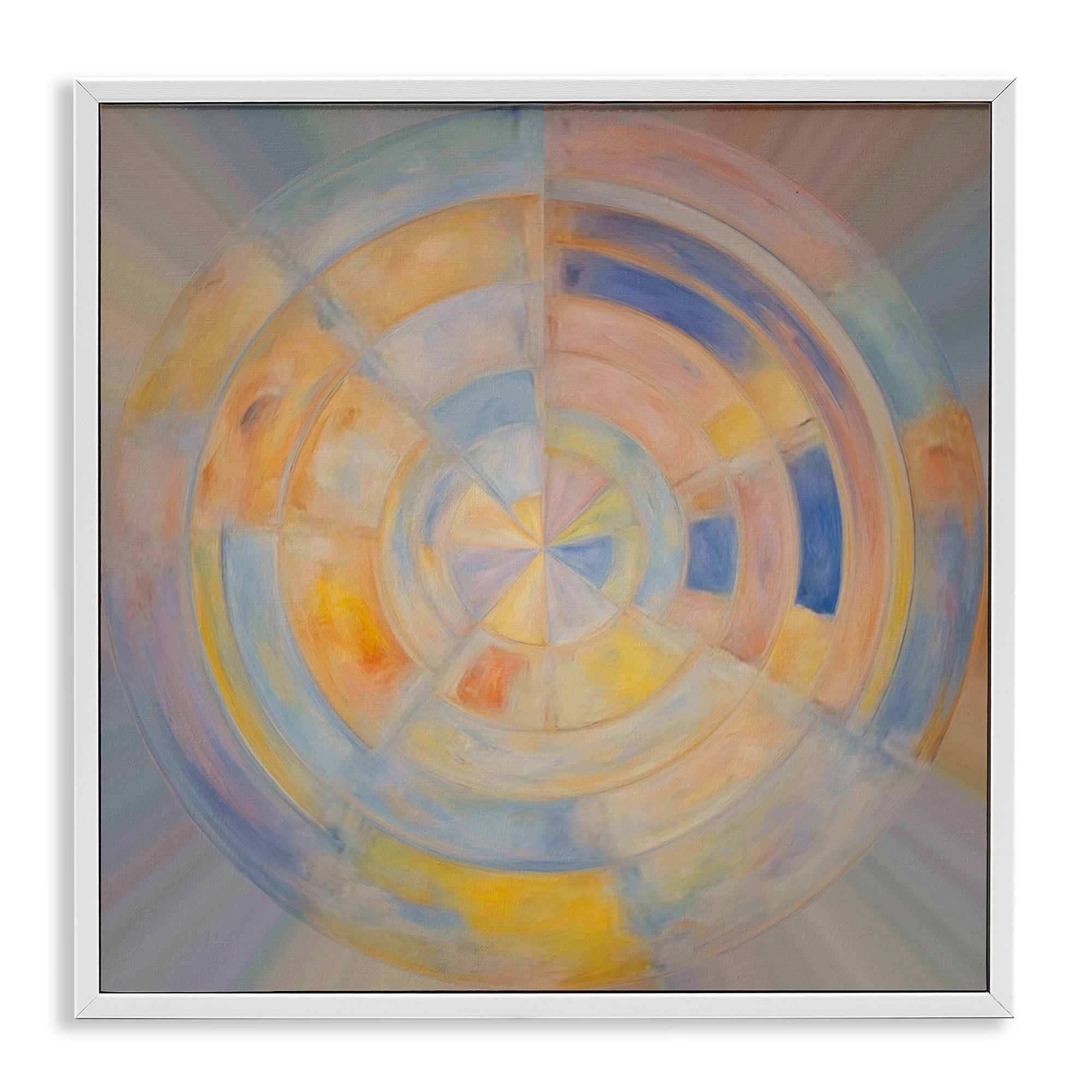 Stupell Industries Geometric Circle Out Abstract Painting White Framed Art Print Wall Art, 12 x 12