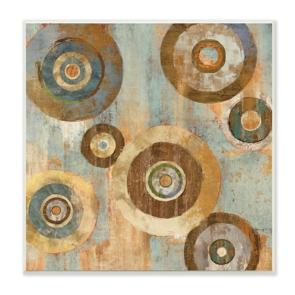 Stupell Industries Geometric Circles Layered Abstract Painting Industrial Rust Tones, 12 x 12,Design by Cam Richards