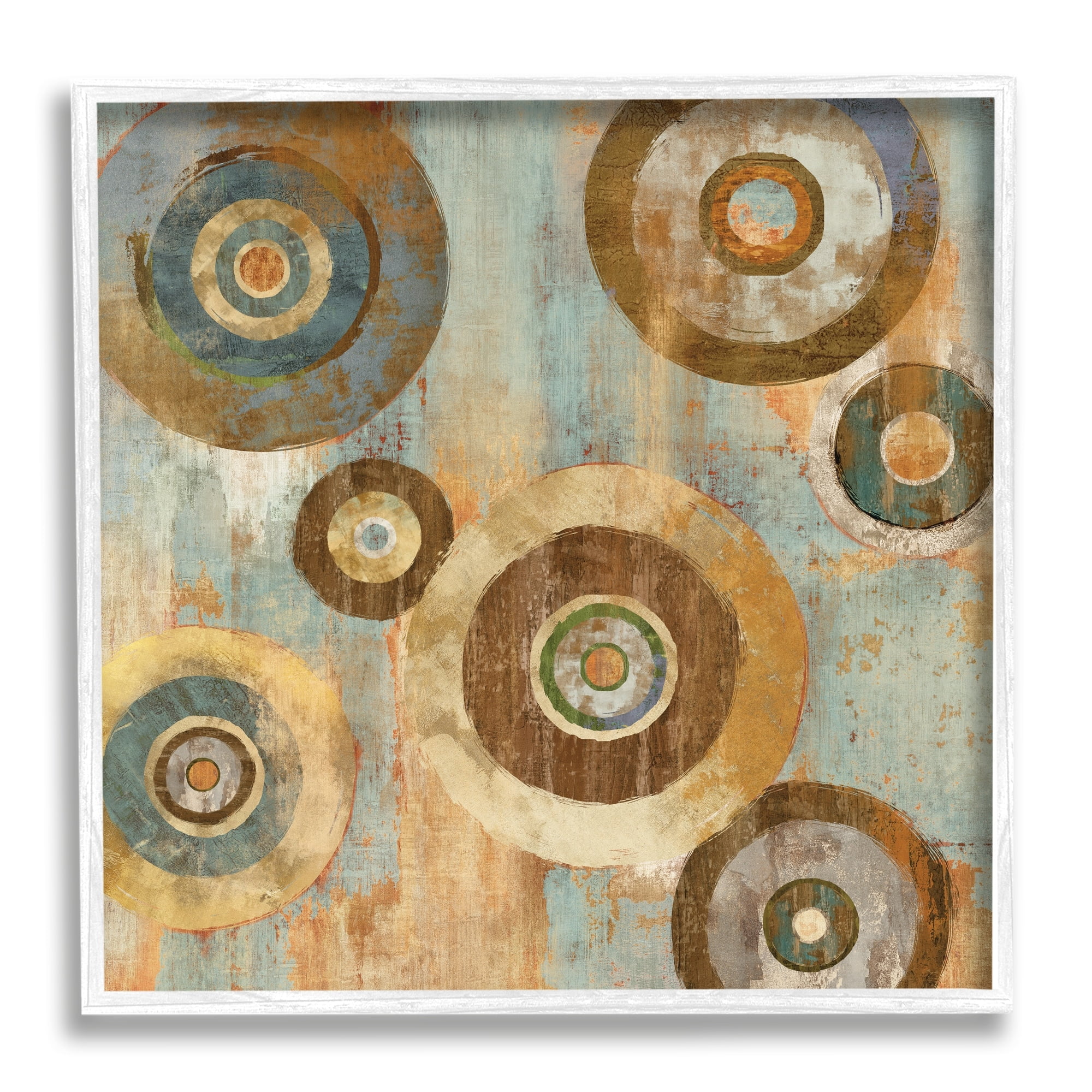Stupell Industries Geometric Circles Layered Abstract Painting Industrial Rust Tones, 17 x 17,Design by Cam Richards