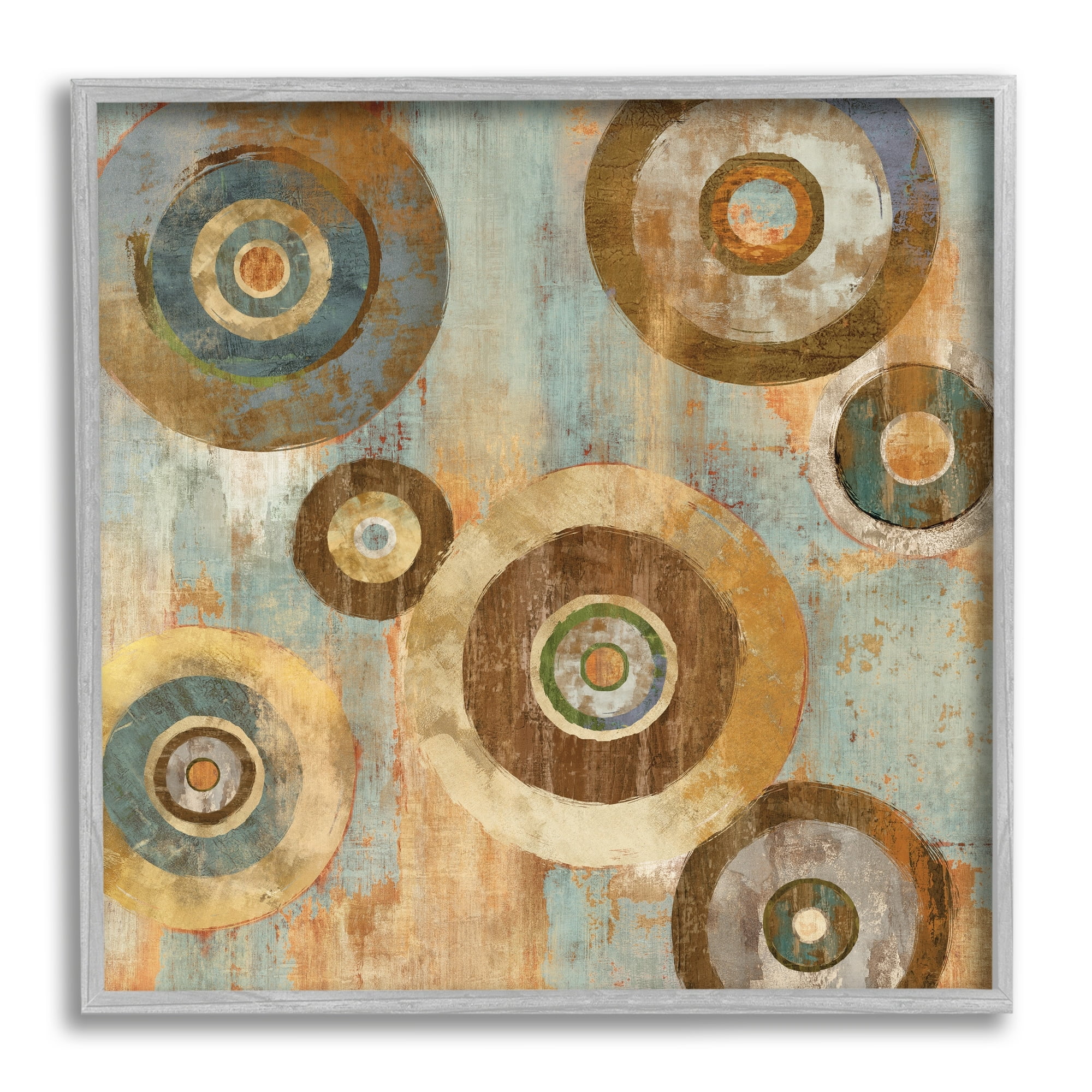 Stupell Industries Geometric Circles Layered Abstract Painting Industrial Rust Tones, 24 x 24,Design by Cam Richards