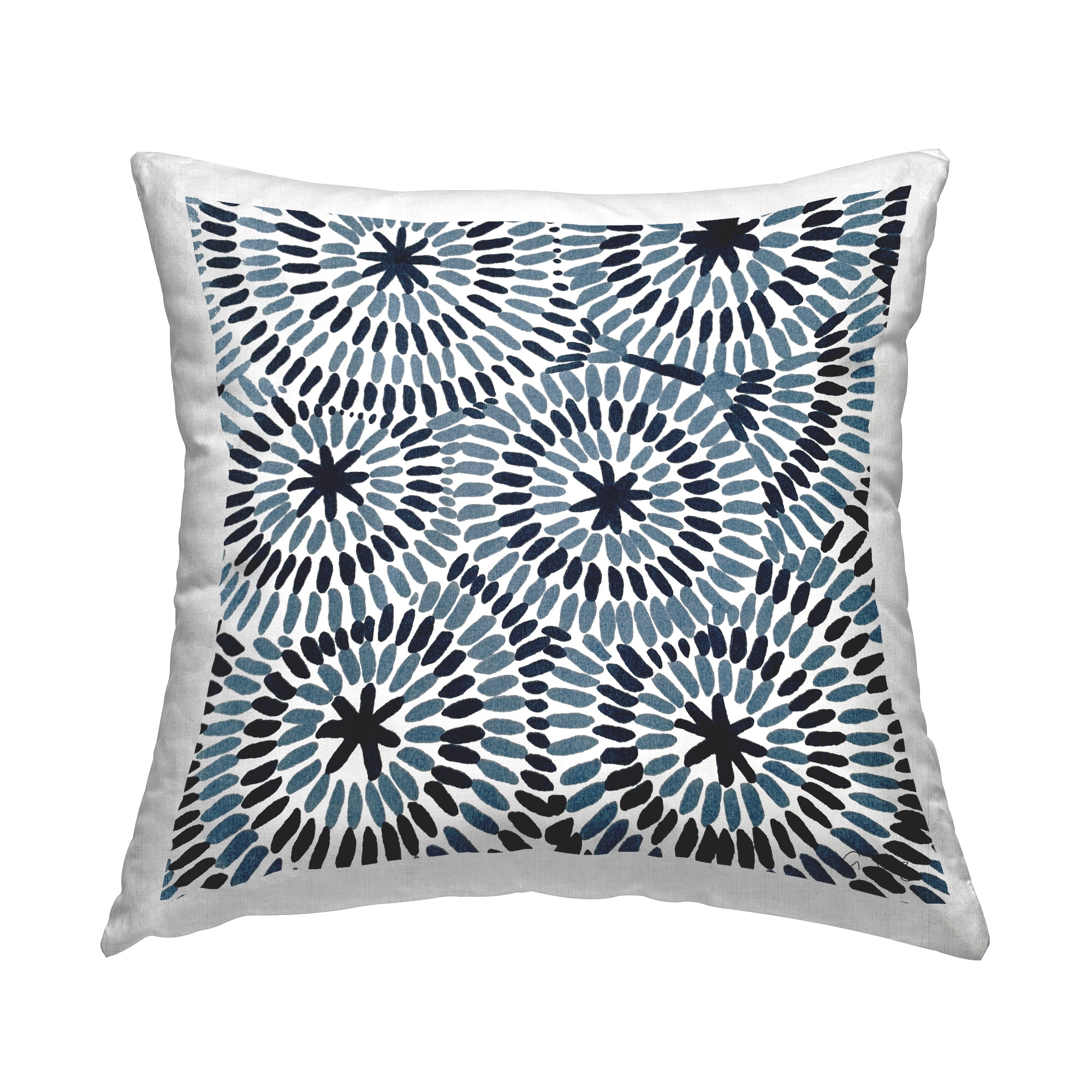 Blue and White Geometric Pattern Square Throw Pillow Set