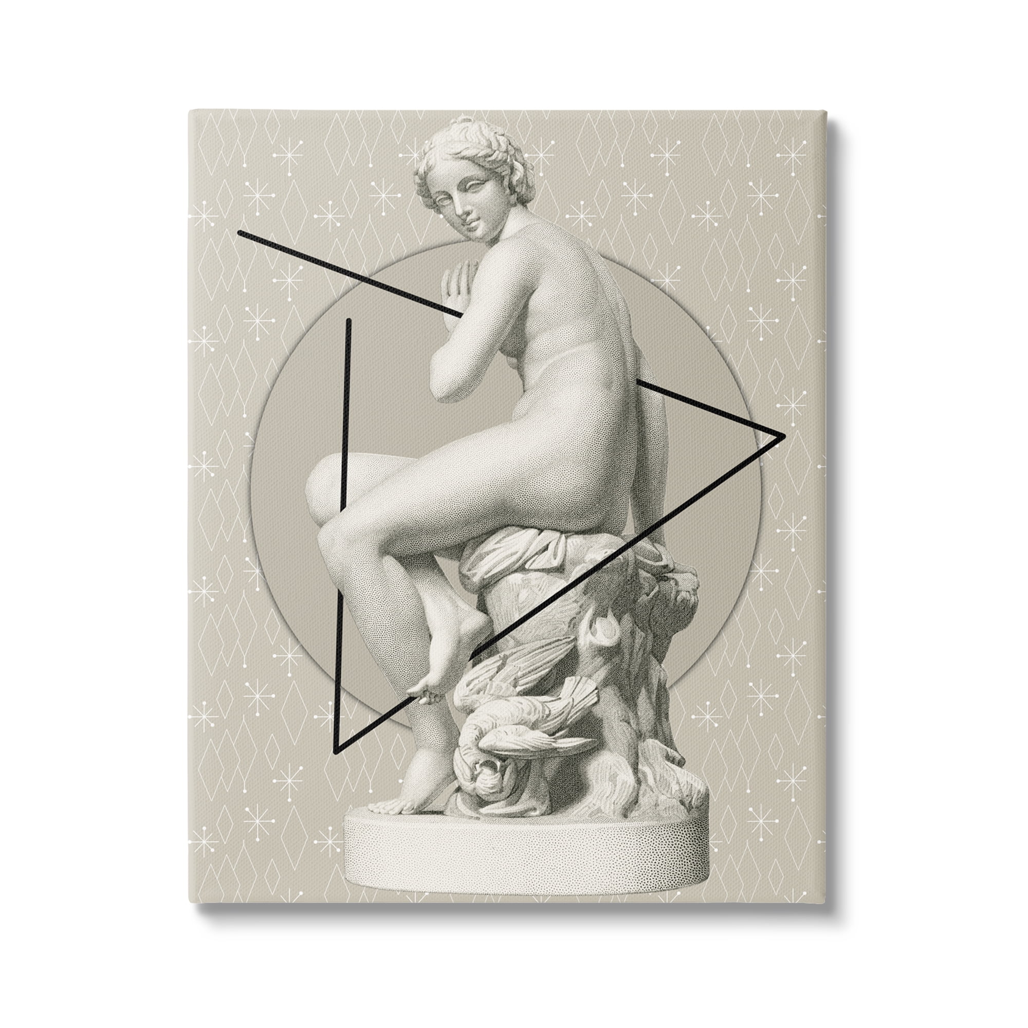Stupell Industries Geometric Classical Statue Abstract Painting Gallery Wrapped Canvas Art Print Wall Art, 30 x 40