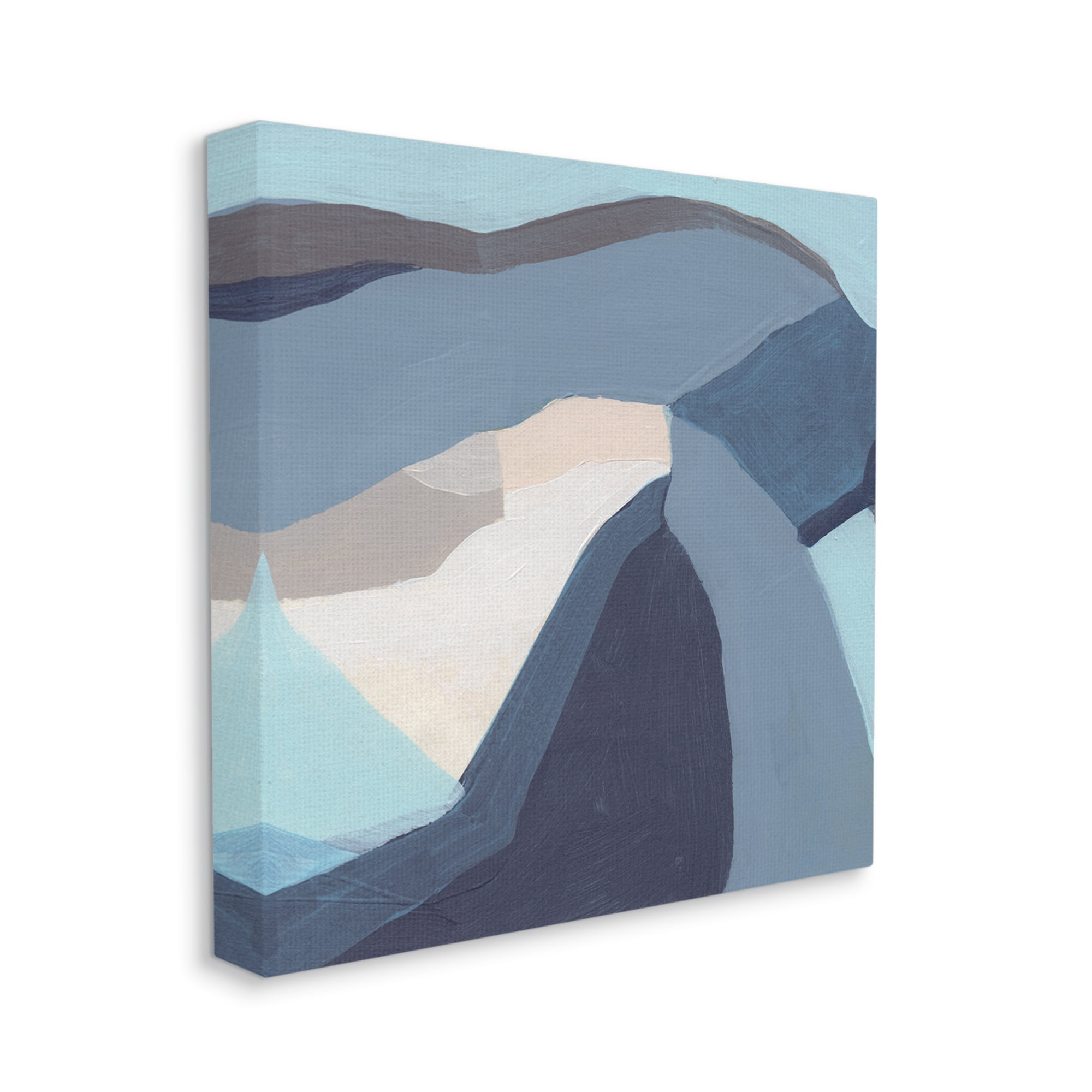 Stupell Industries Geometric Coastal Shape Arrangement Abstract Blue Grey Abstract Painting Gallery Wrapped Canvas Print Wall Art, 24 x 24
