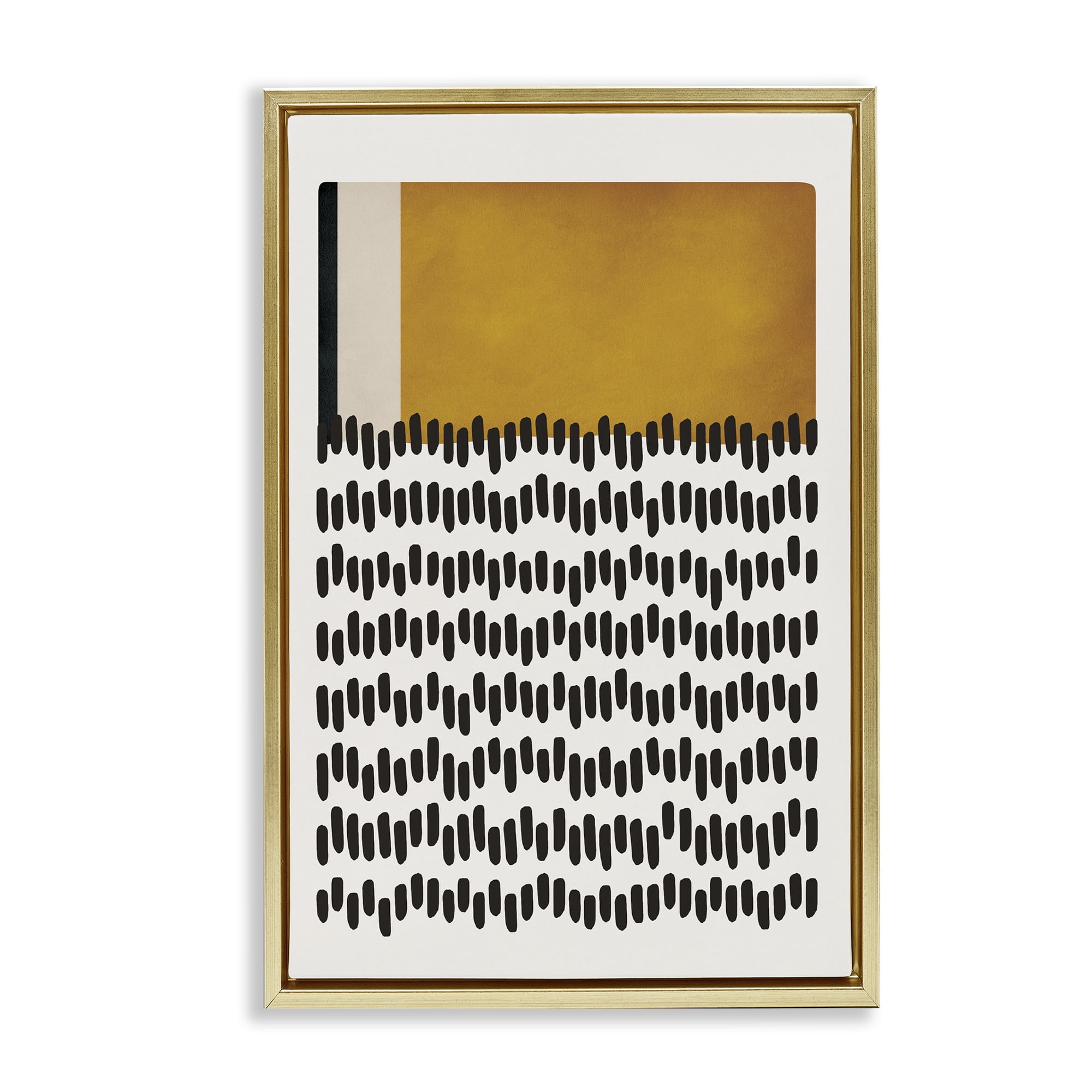 Stupell Industries Geometric Crosby Street Abstract Painting Gold Floater Framed Canvas Art Print Wall Art, 17 x 25