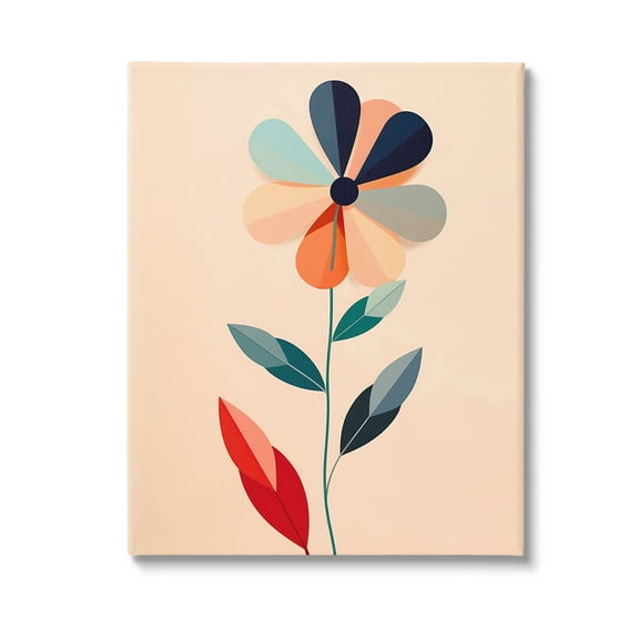 Stupell Industries Geometric Daisy Flower Botanical & Floral Painting Gallery Wrapped Canvas Art Print Wall Art, 16 x 20